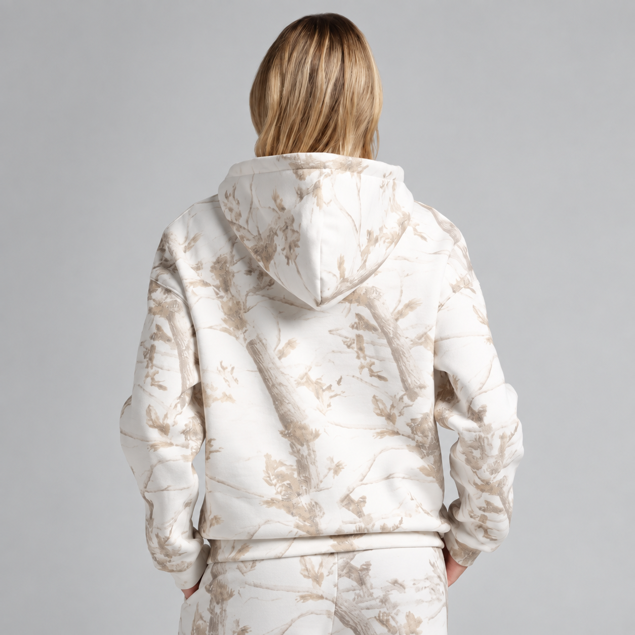 Camo Cropped Full Zip Casual Hoodie for Women