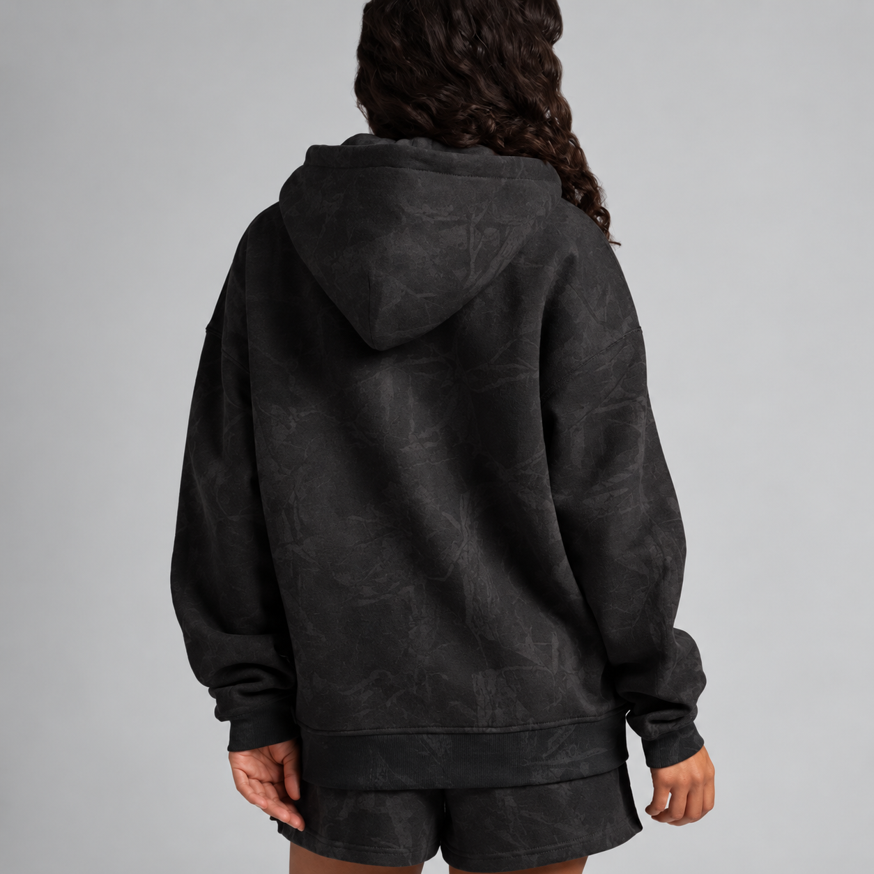 Camo Cropped Full Zip Casual Hoodie for Women
