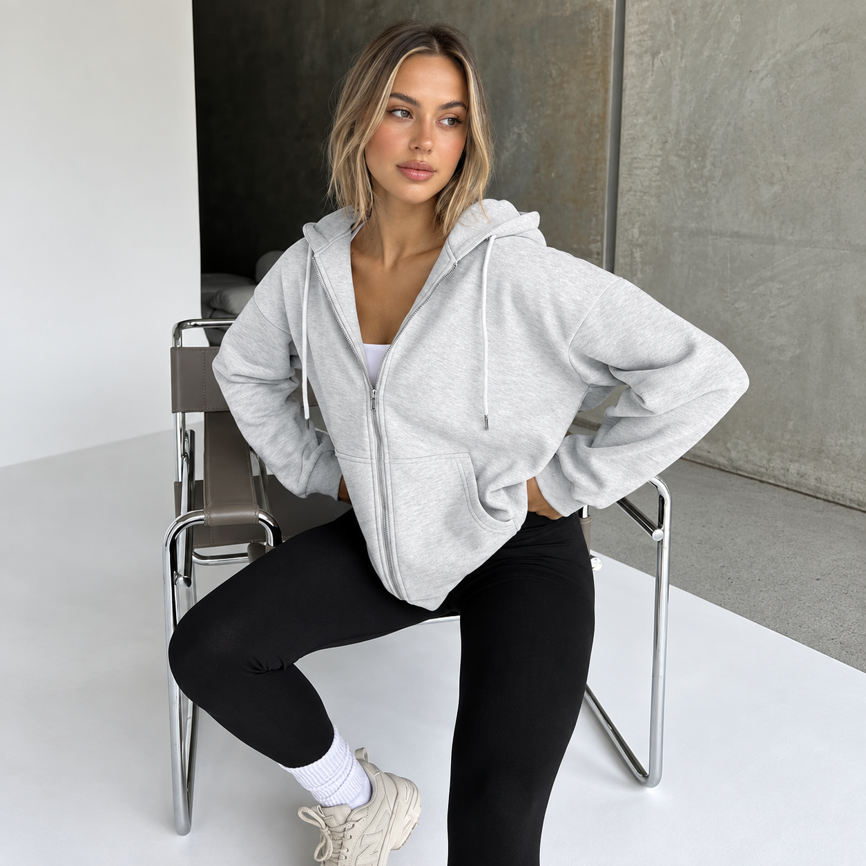 Casual Oversized Zip Up Hoodie For Women