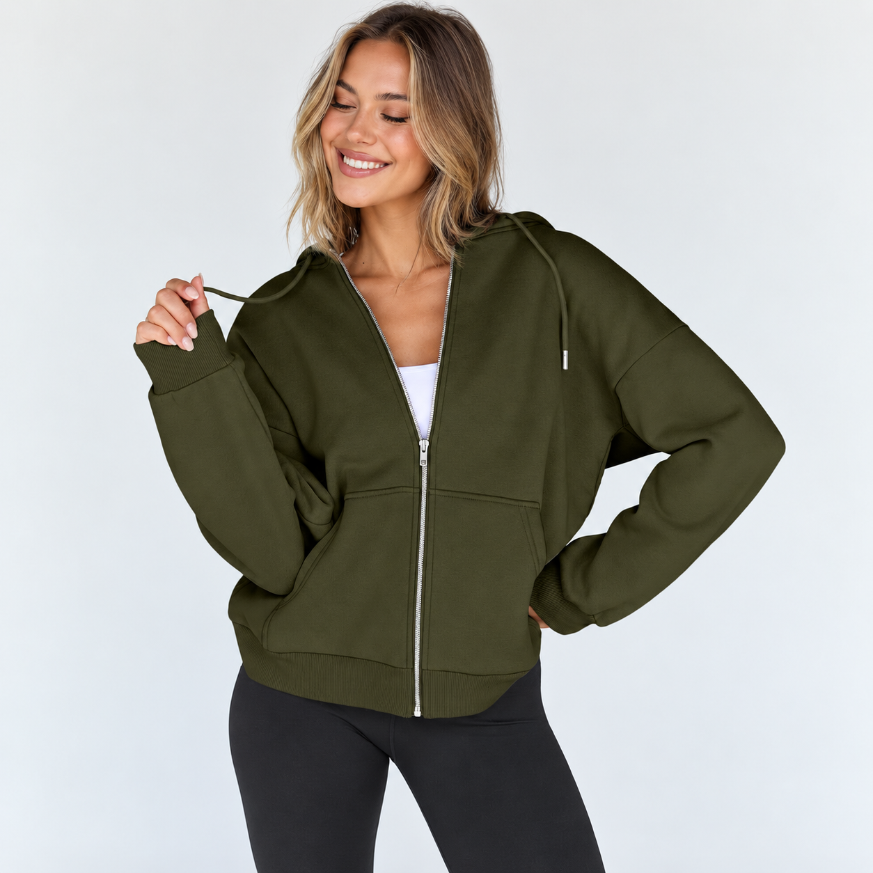 Casual Oversized Zip Up Hoodie For Women