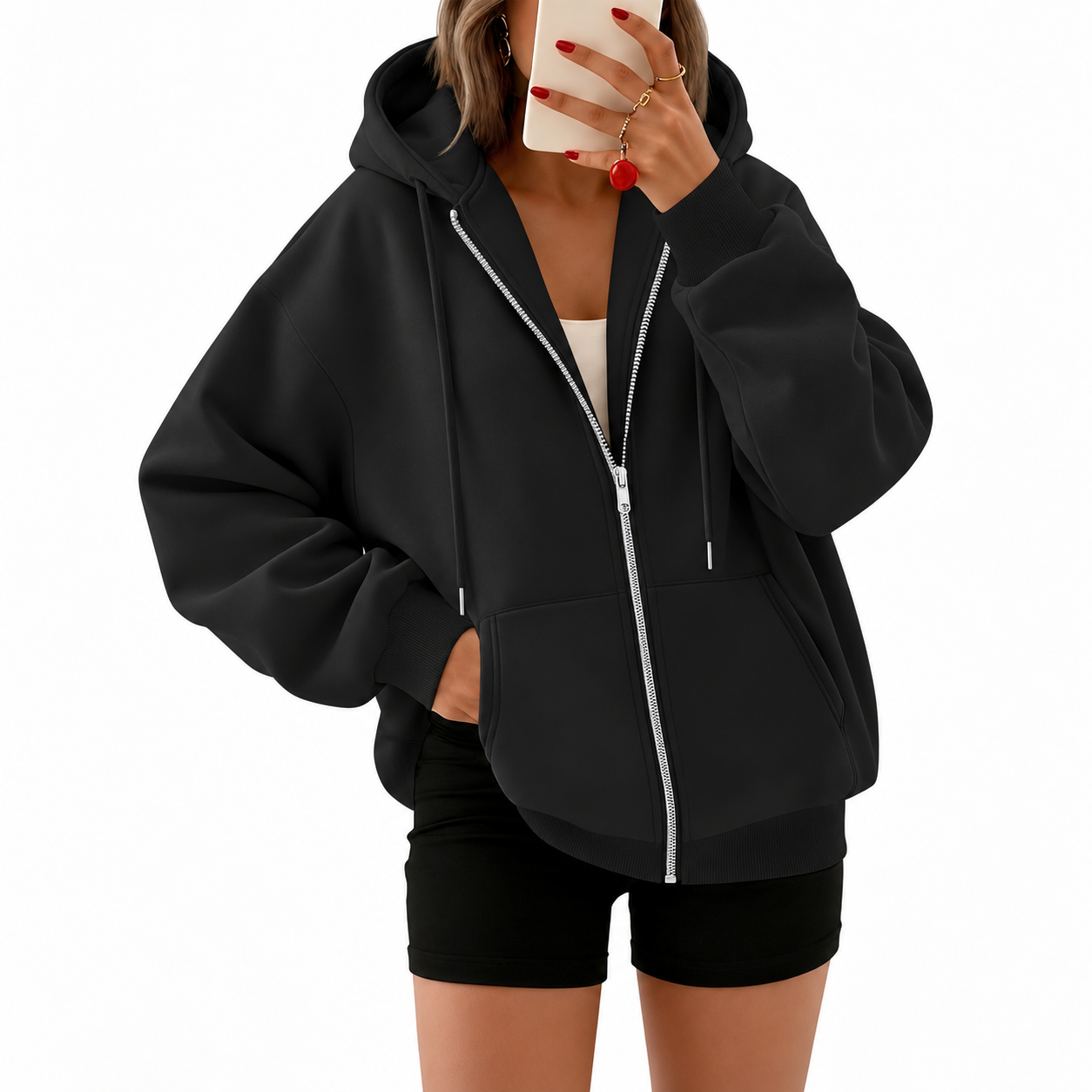 Casual Oversized Zip Up Hoodie For Women