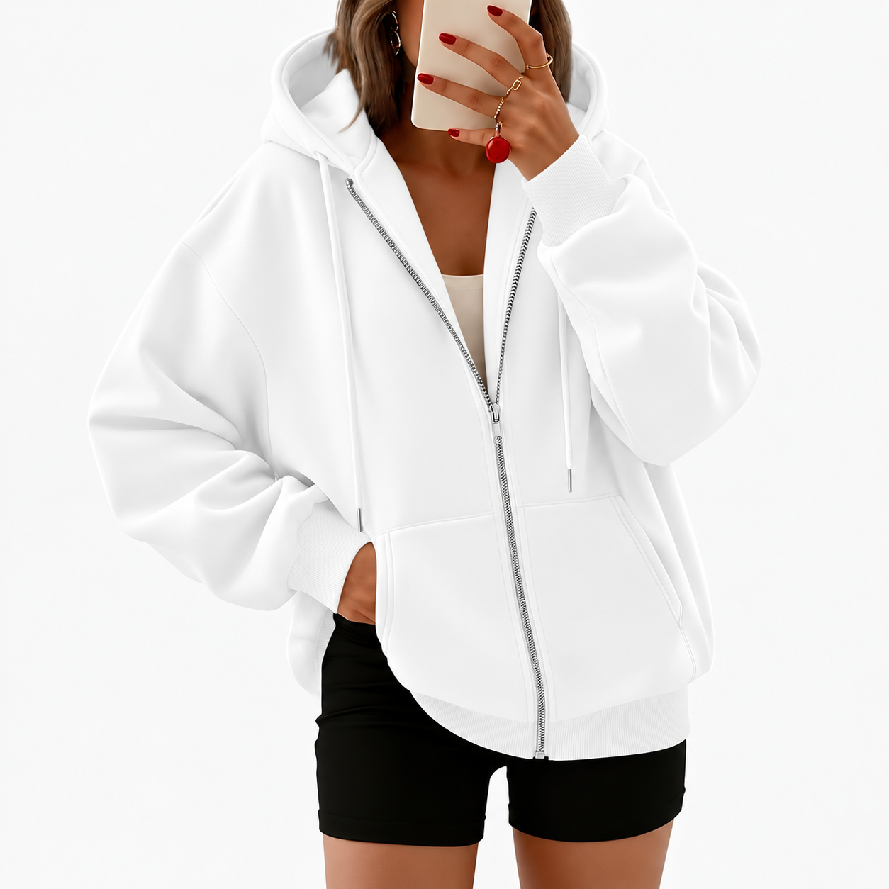 Casual Oversized Zip Up Hoodie For Women