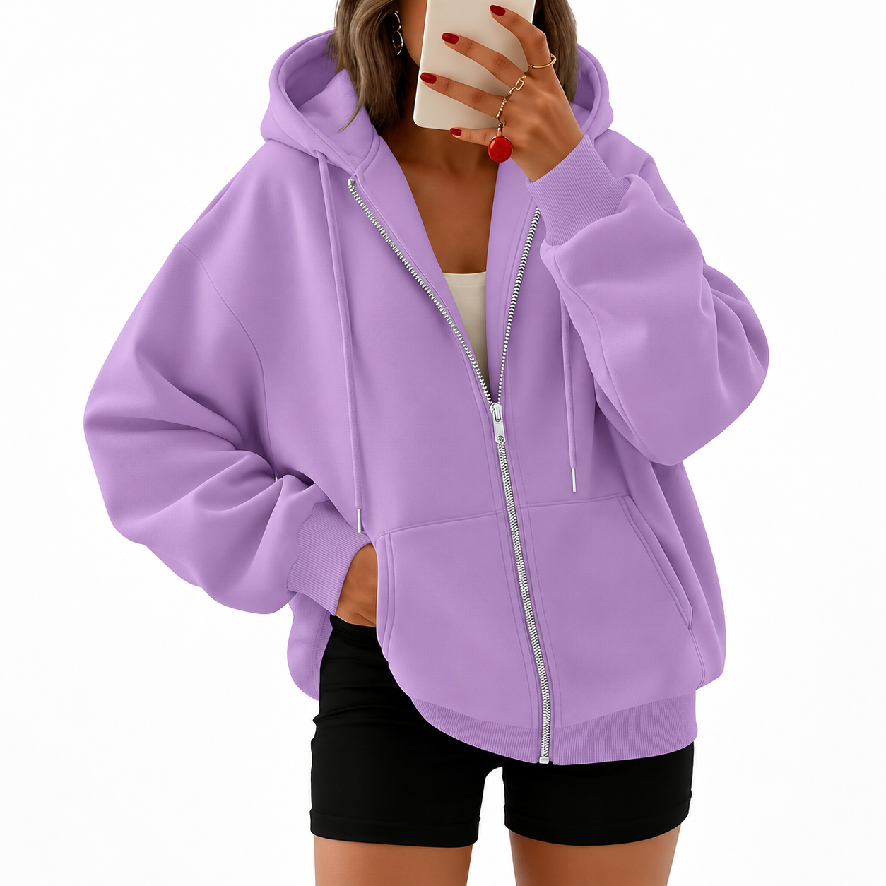 Casual Oversized Zip Up Hoodie For Women