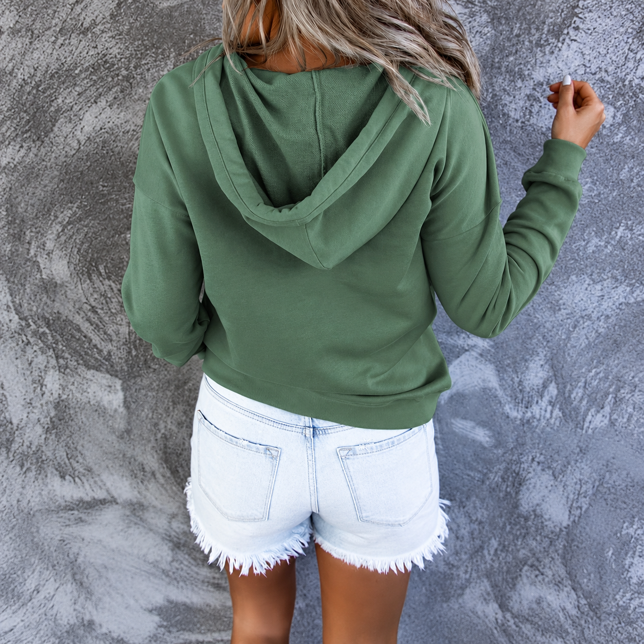 Casual Button Collar Hoodie For Women