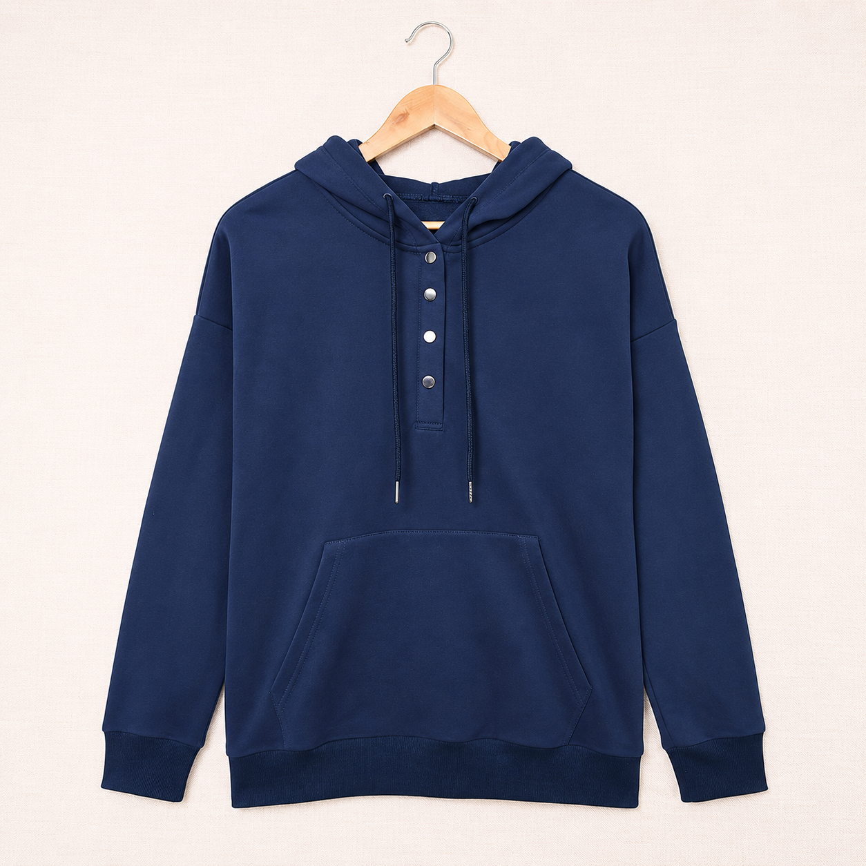 Casual Button Collar Hoodie For Women