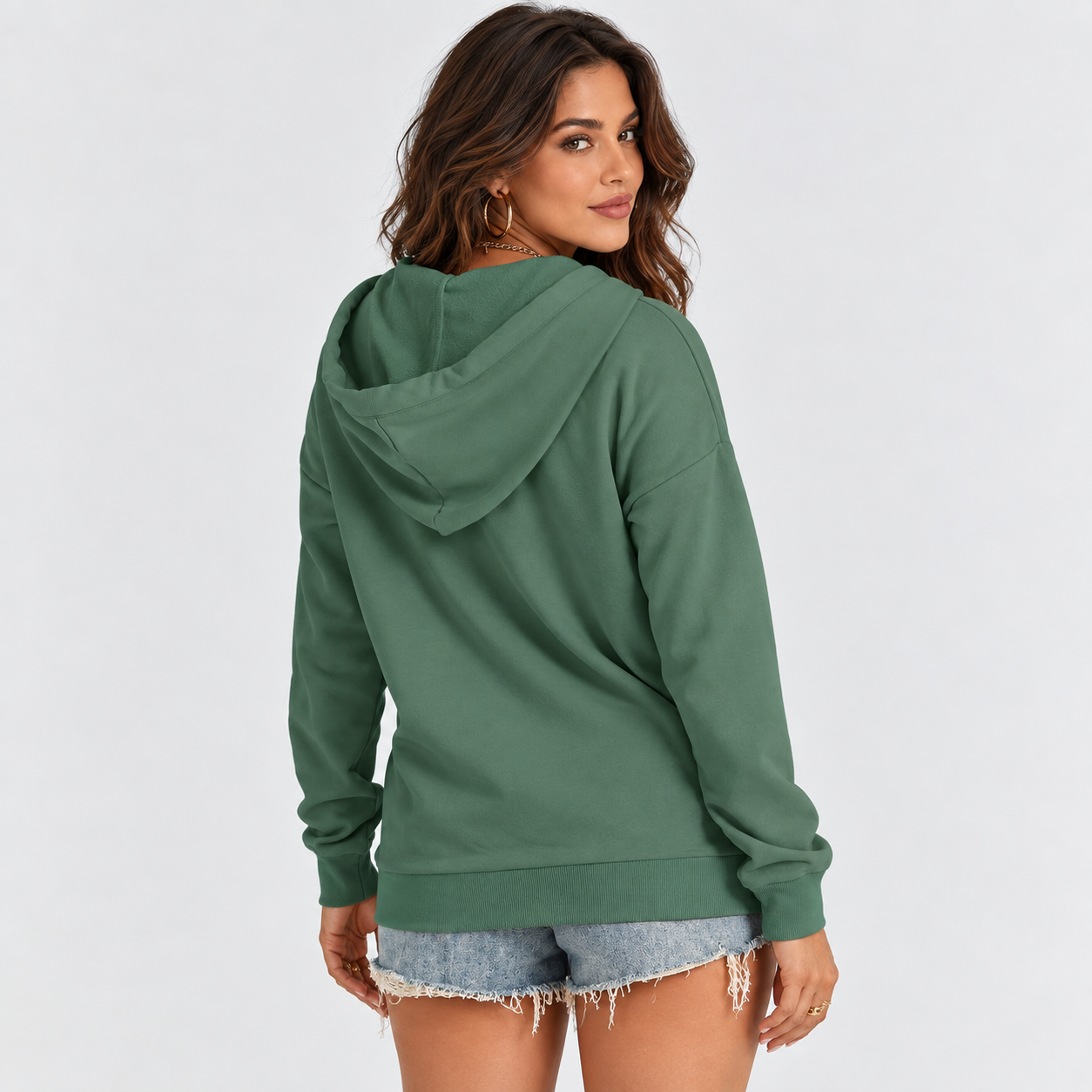 Casual Button Collar Hoodie For Women