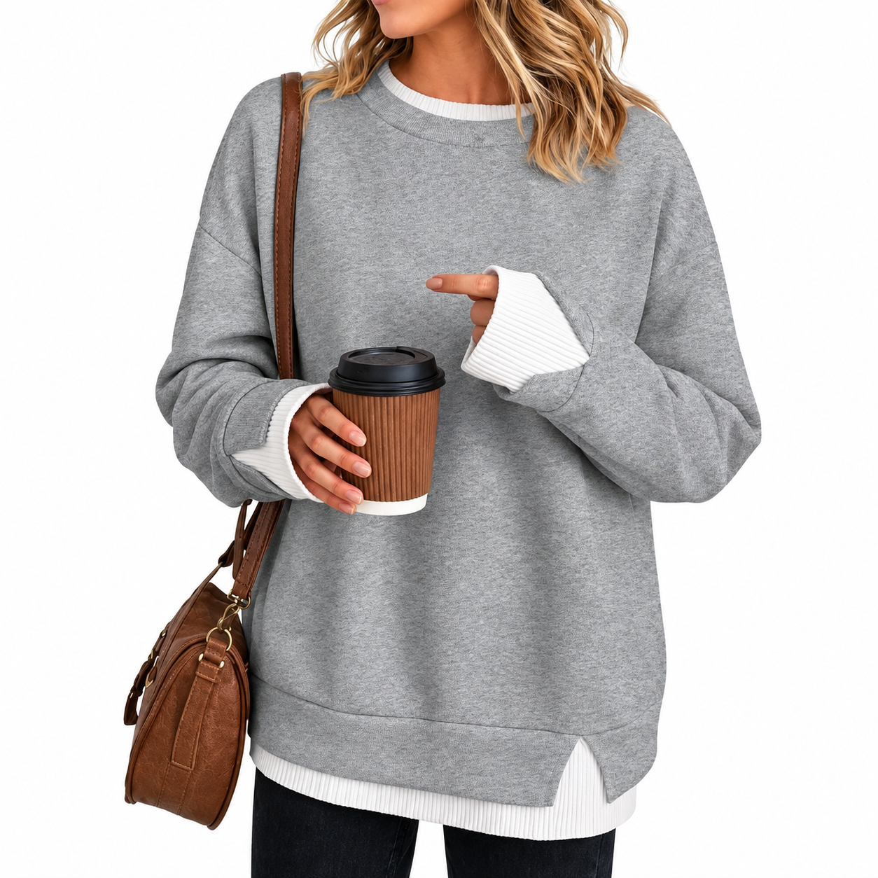 Patchwork Oversized Long Sleeve Pullover Hoodie for Women