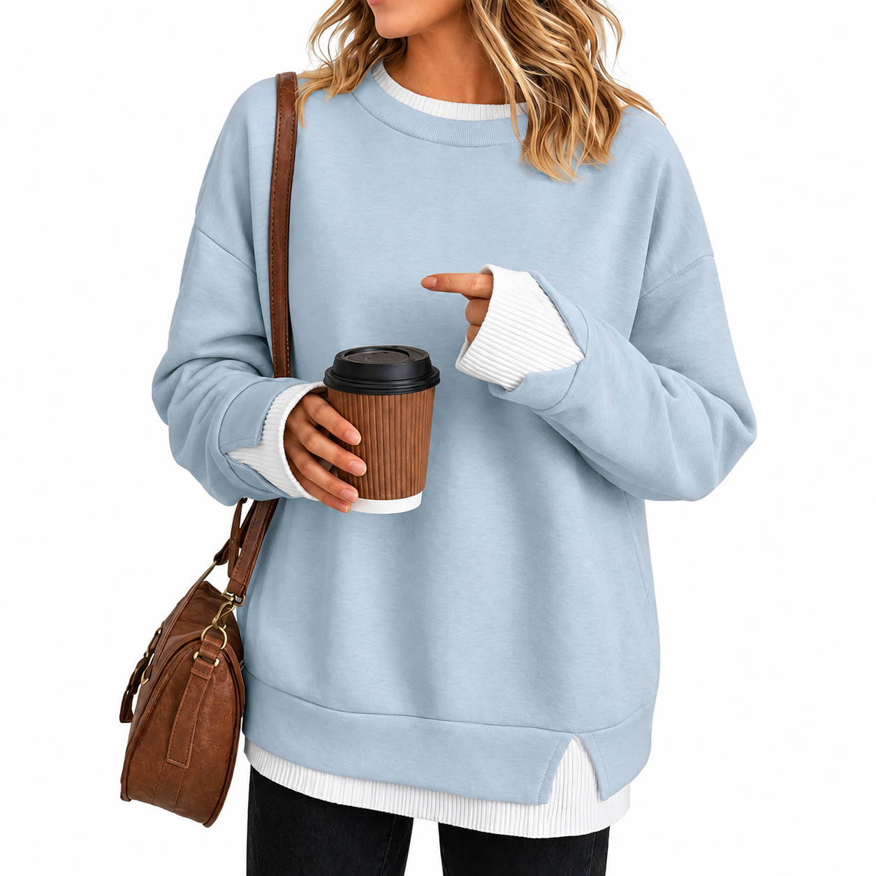 Patchwork Oversized Long Sleeve Pullover Hoodie for Women