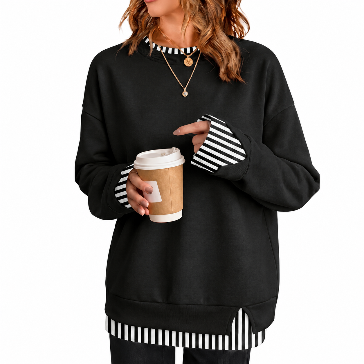 Patchwork Oversized Long Sleeve Pullover Hoodie for Women