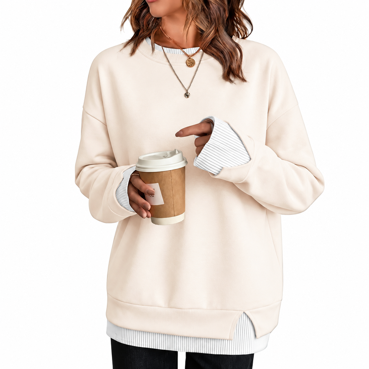 Patchwork Oversized Long Sleeve Pullover Hoodie for Women