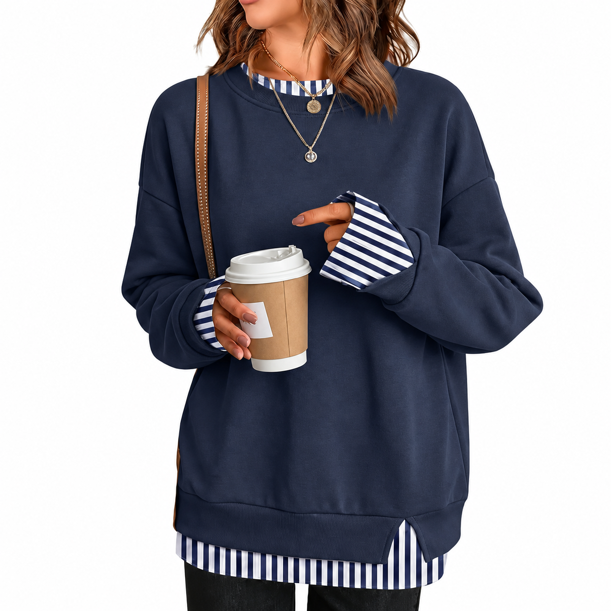 Patchwork Oversized Long Sleeve Pullover Hoodie for Women