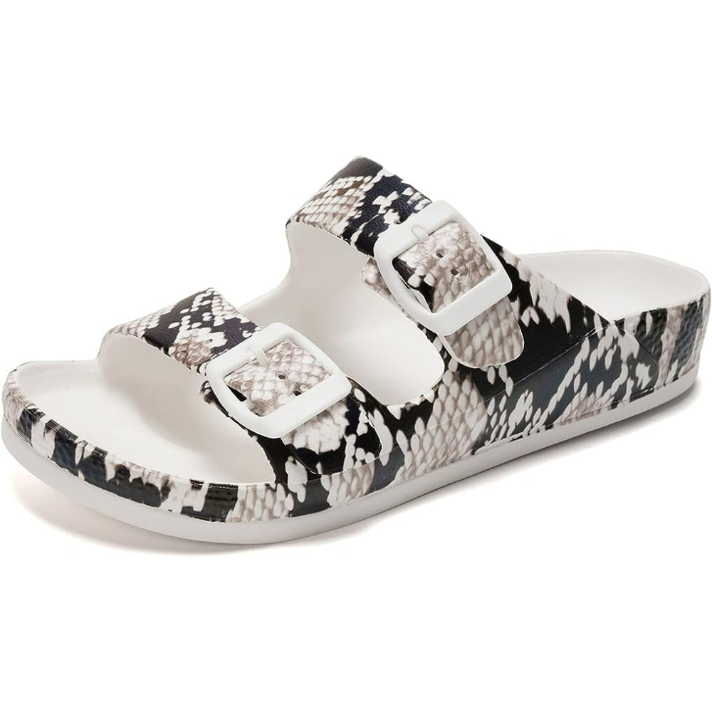 Double Buckle Patterned Sandals-Soco Sands