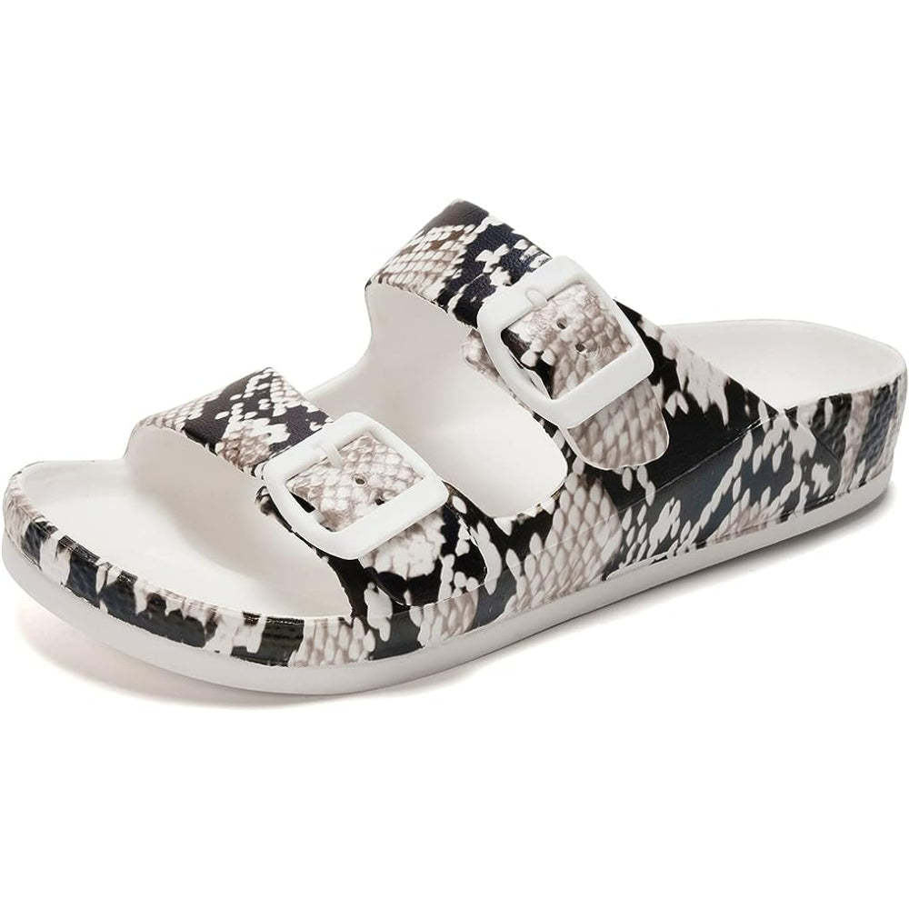 Double Buckle Patterned Sandals-Soco Sands