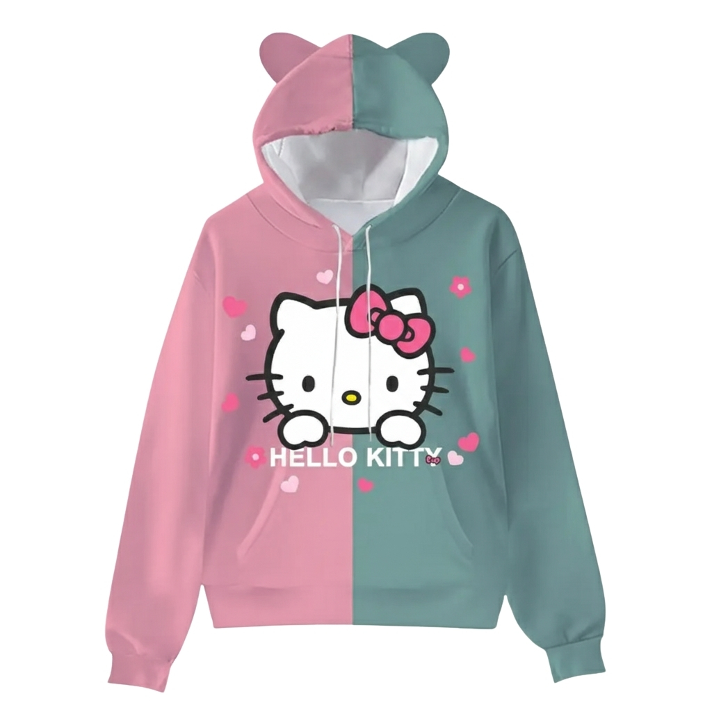 Hello Kitty Themed Cartoon Hooded