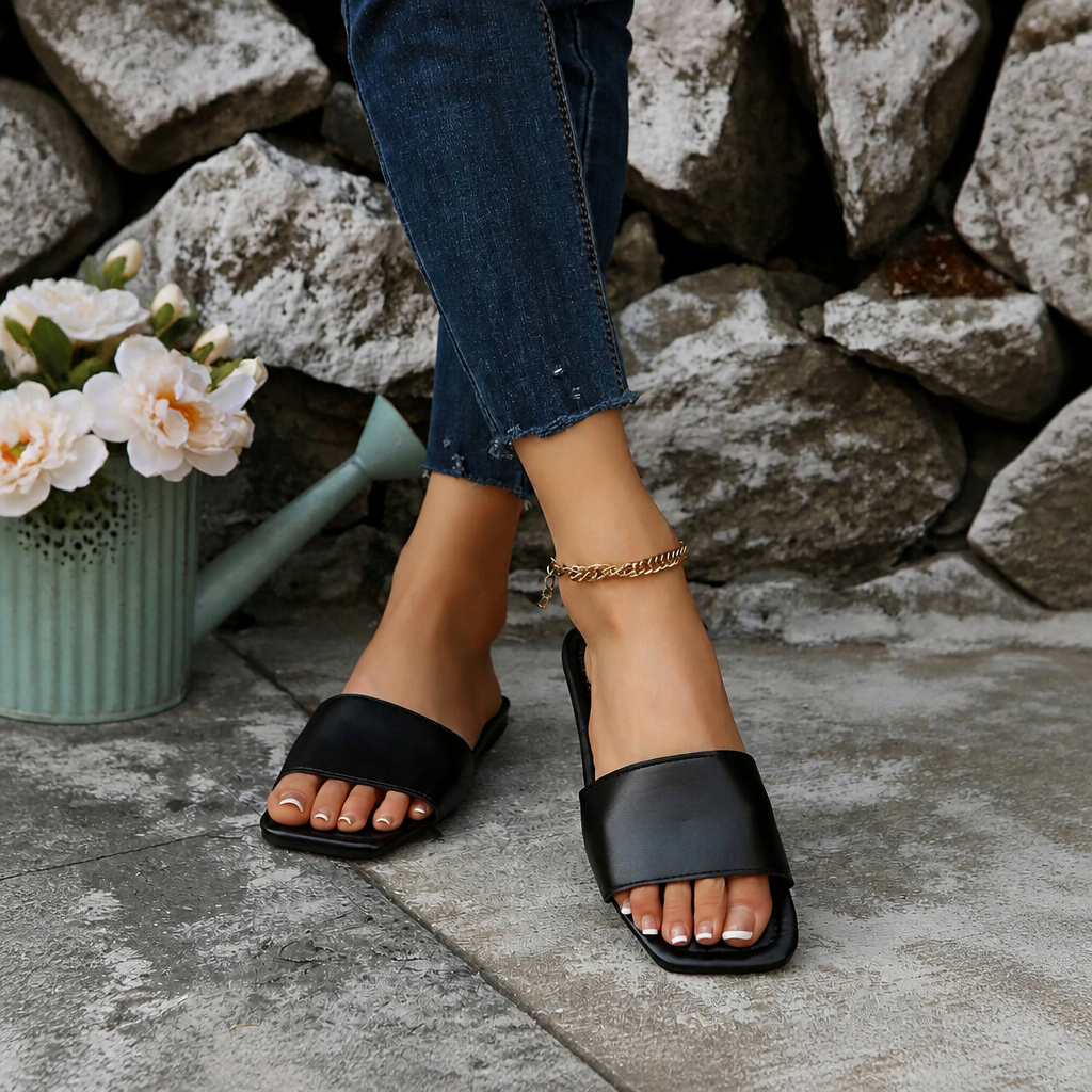 Casual Minimalist Summer Flat Slide Mule Sandals For Women