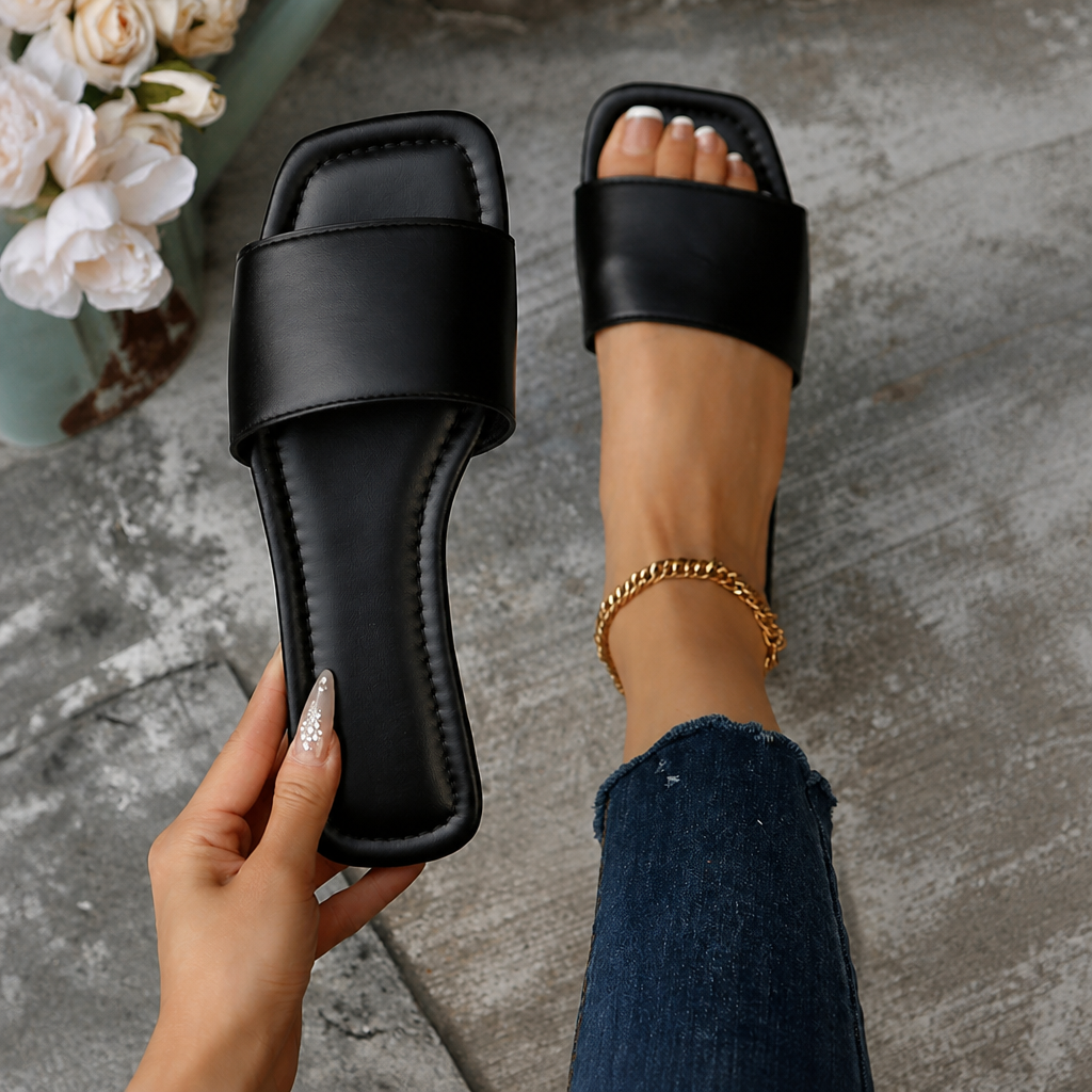 Casual Minimalist Summer Flat Slide Mule Sandals For Women