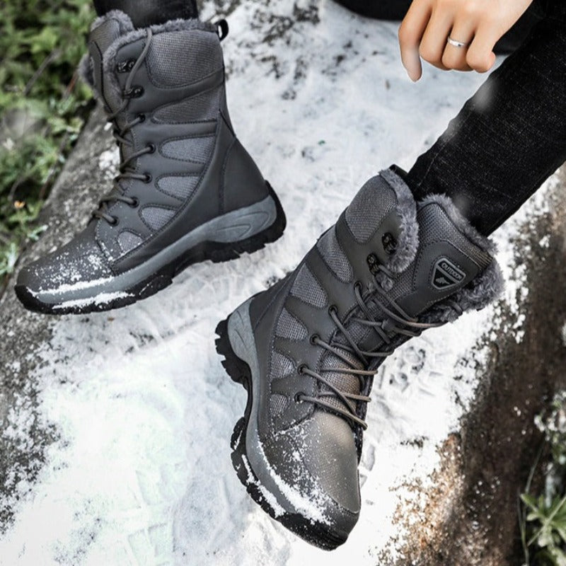 Casual High Top Plush Men Lace Up Snow Boots-Soco Sands
