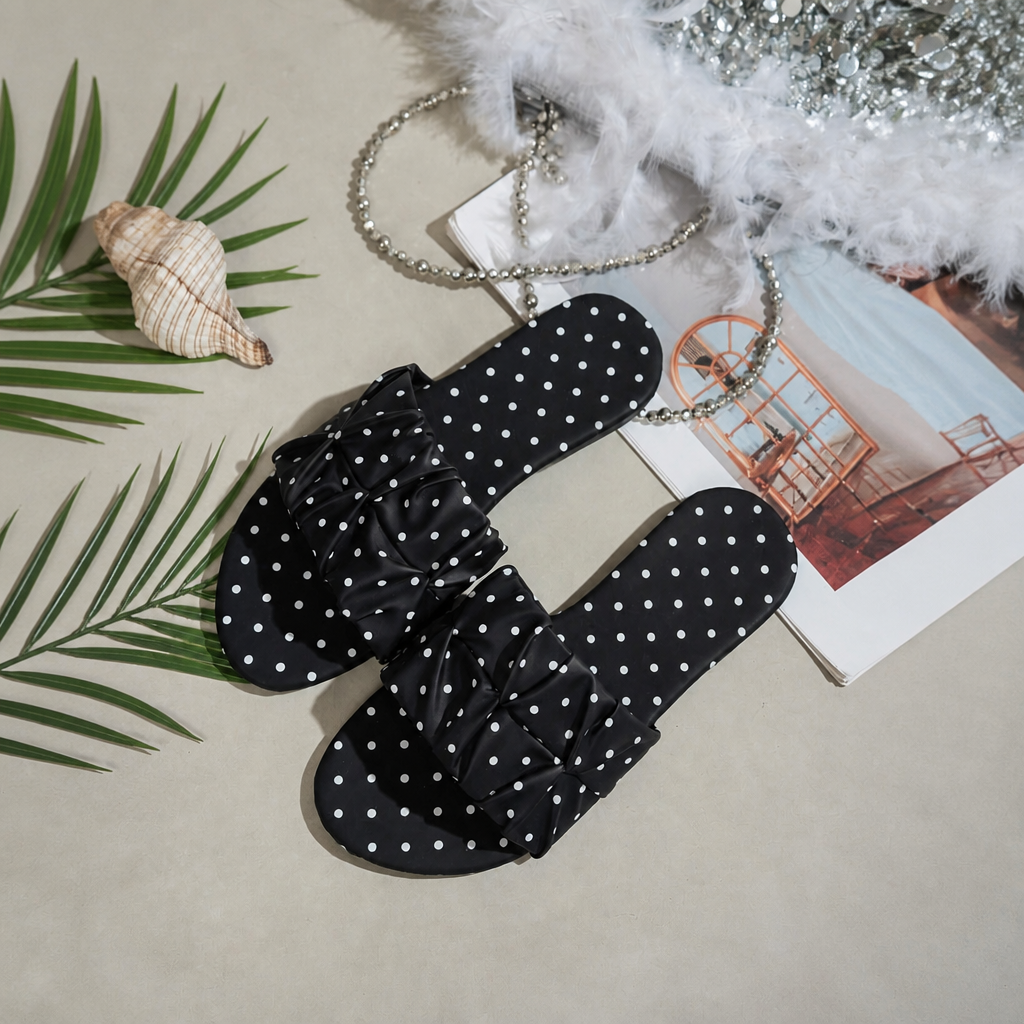 Big Bow Flat Slip On Slippers with Lightweight Design for Women