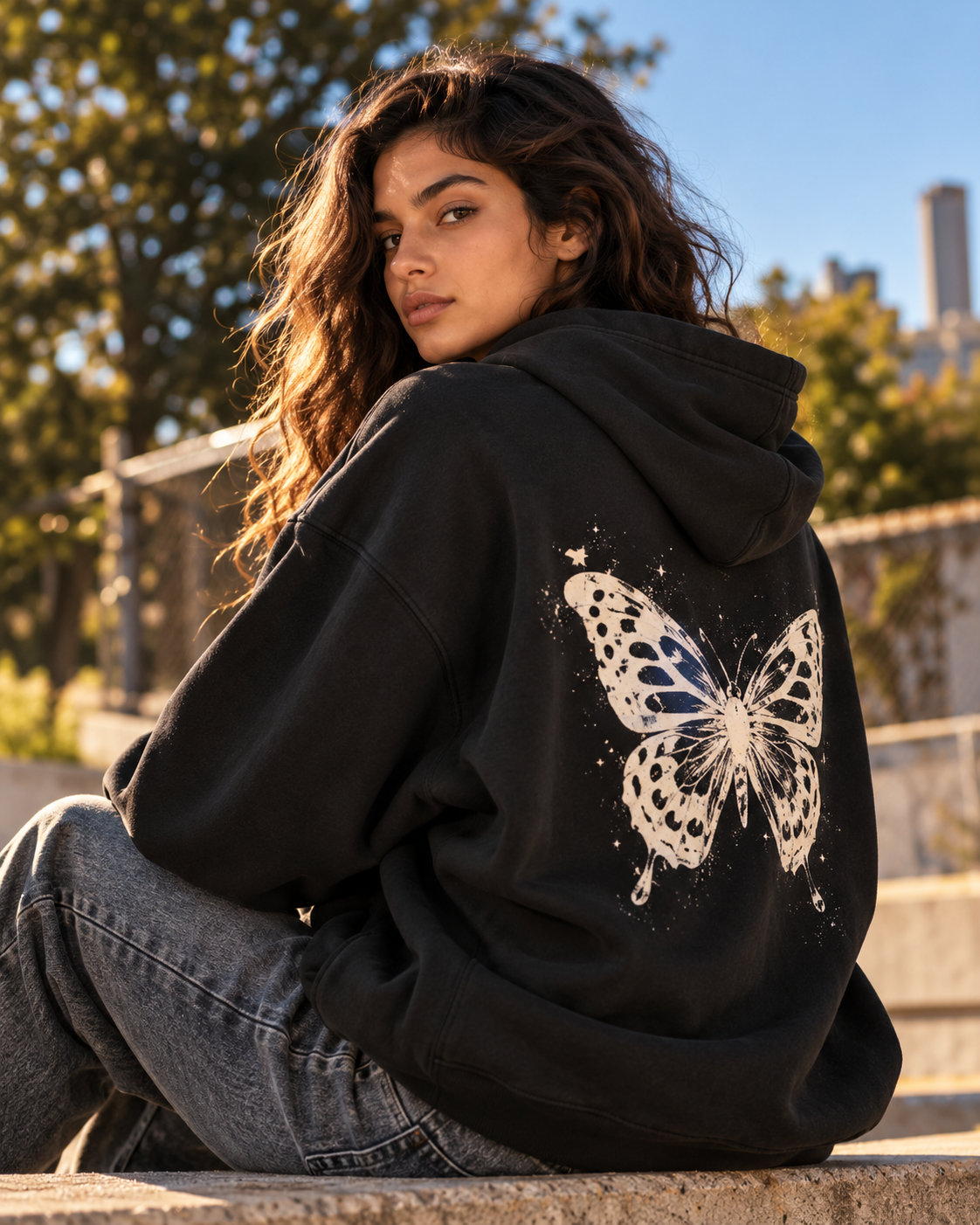 Black hoodie limited edition look