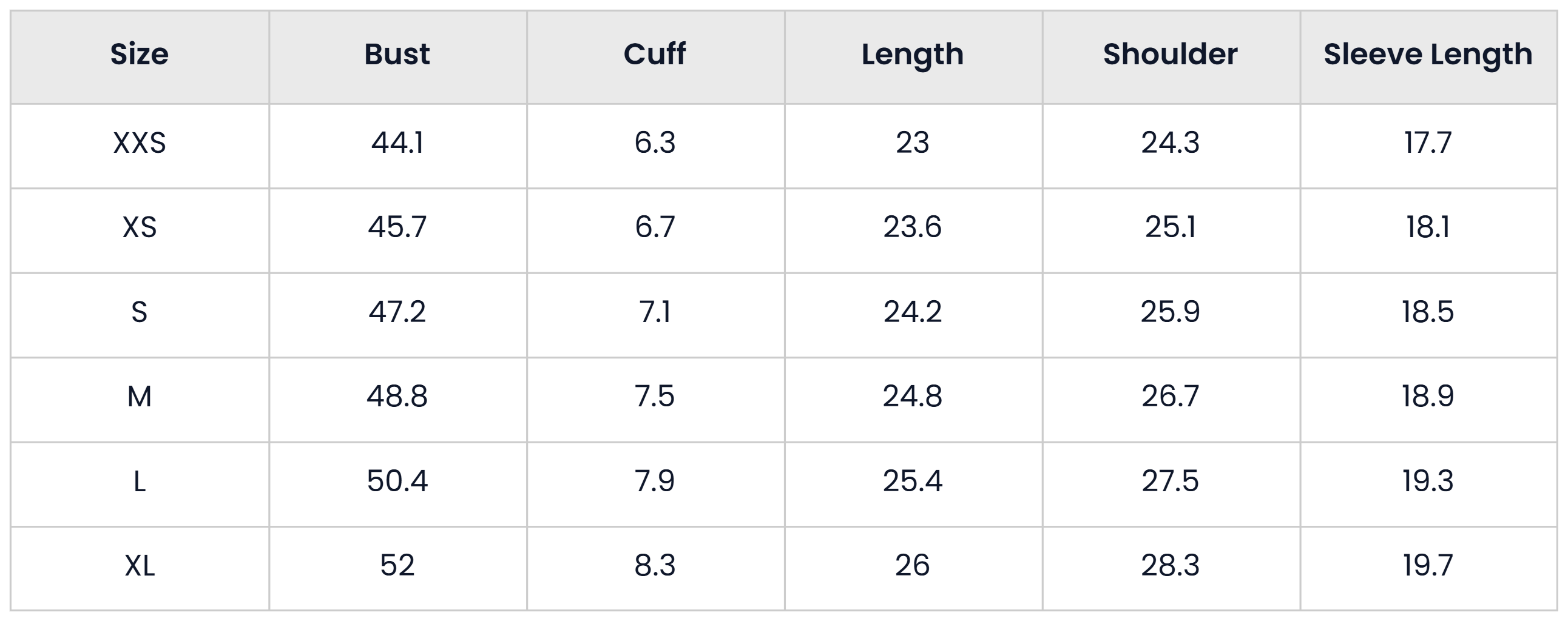 Size Chart for Casual Long Sleeve Zip Up Hoodie For Women