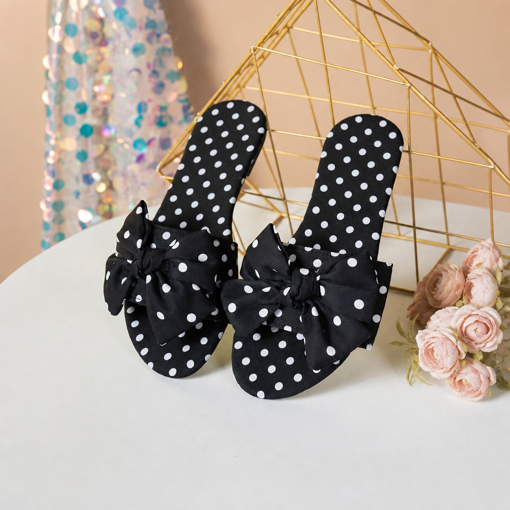 Big Bow Flat Slip On Slippers with Lightweight Design for Women