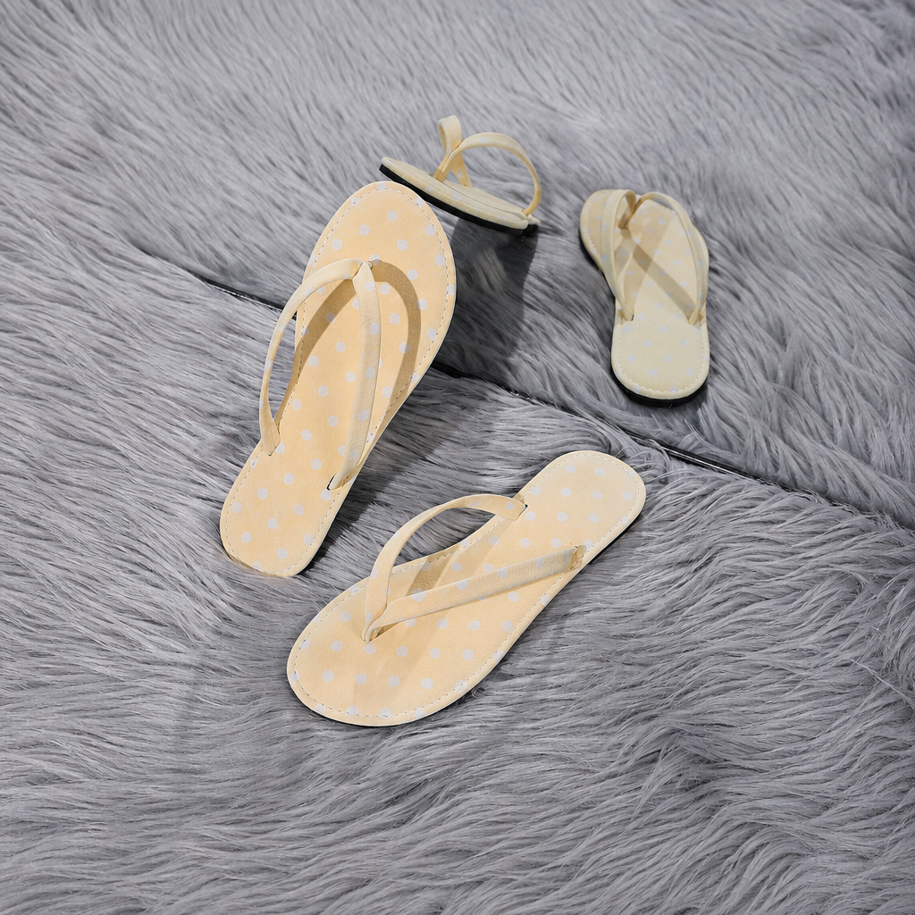 Polka Dot Flat Thong Sandals for Summer and Beach Wear