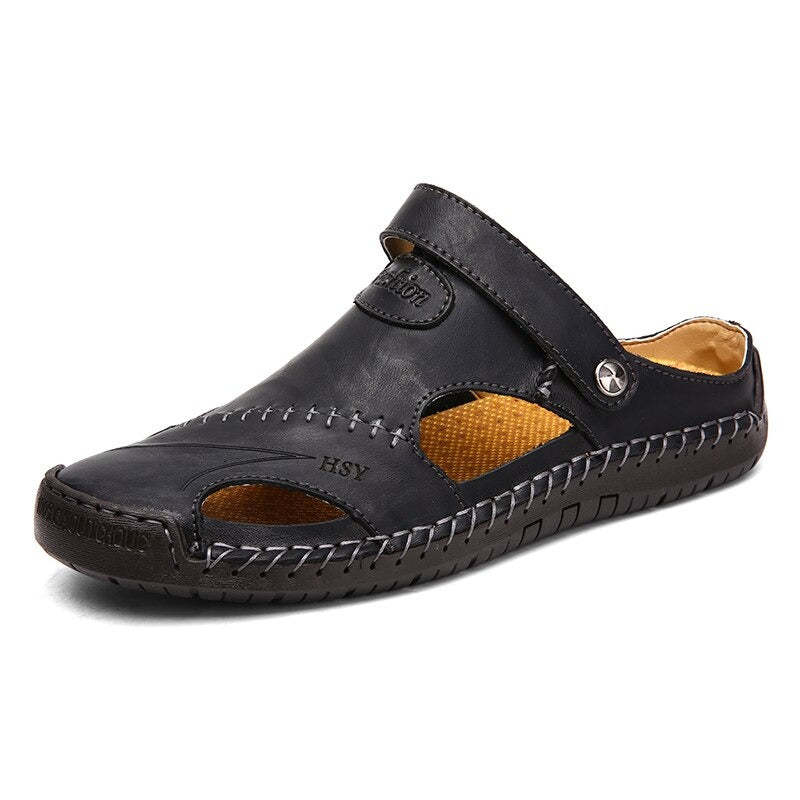 Men's Classic Leather Roman Sandals-Soco Sands