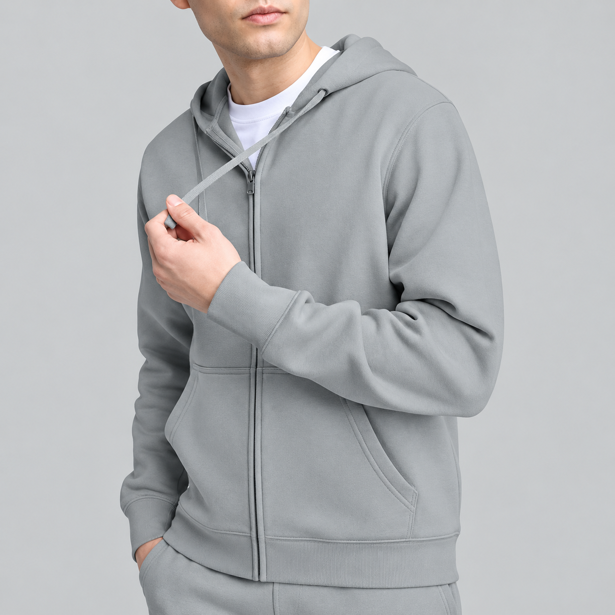 Classic Full Zip Hooded Sweatshirt For Men
