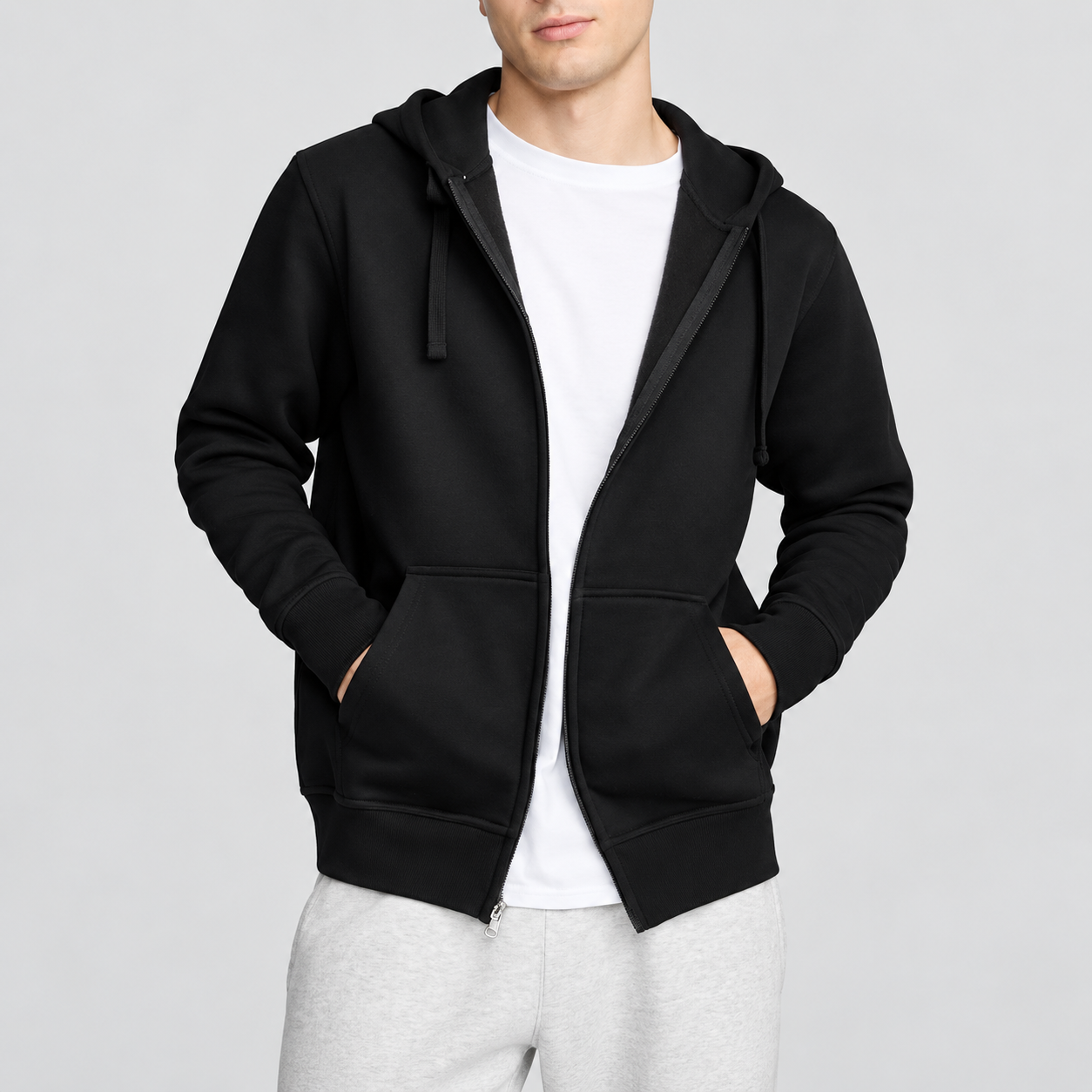 Classic Full Zip Hooded Sweatshirt For Men