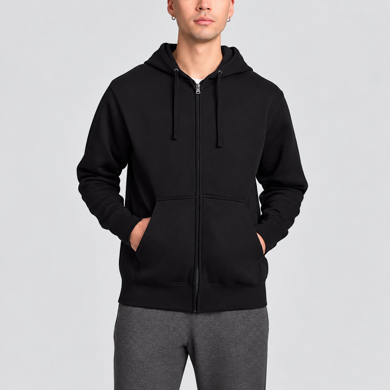Classic Full Zip Hooded Sweatshirt For Men