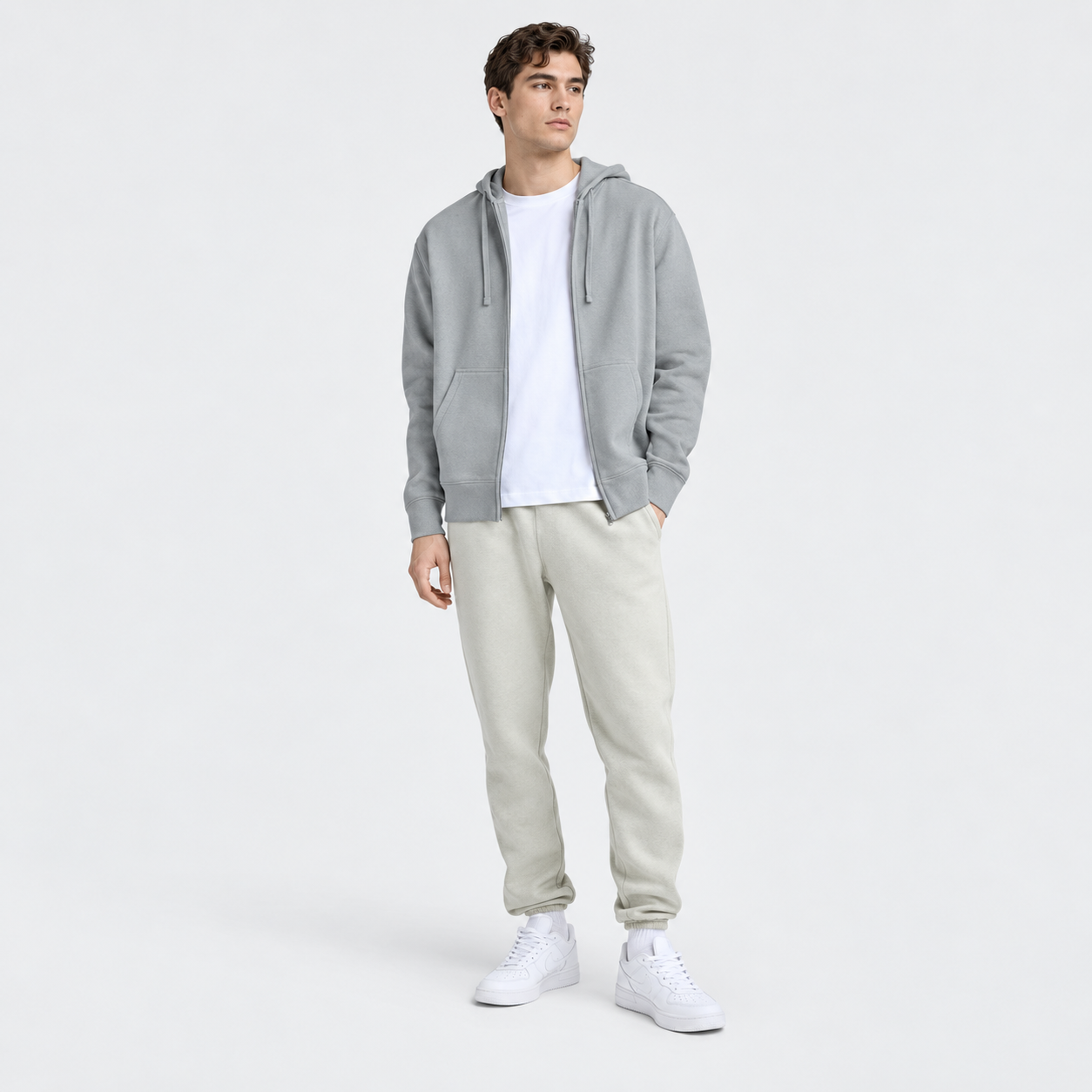 Classic Full Zip Hooded Sweatshirt For Men