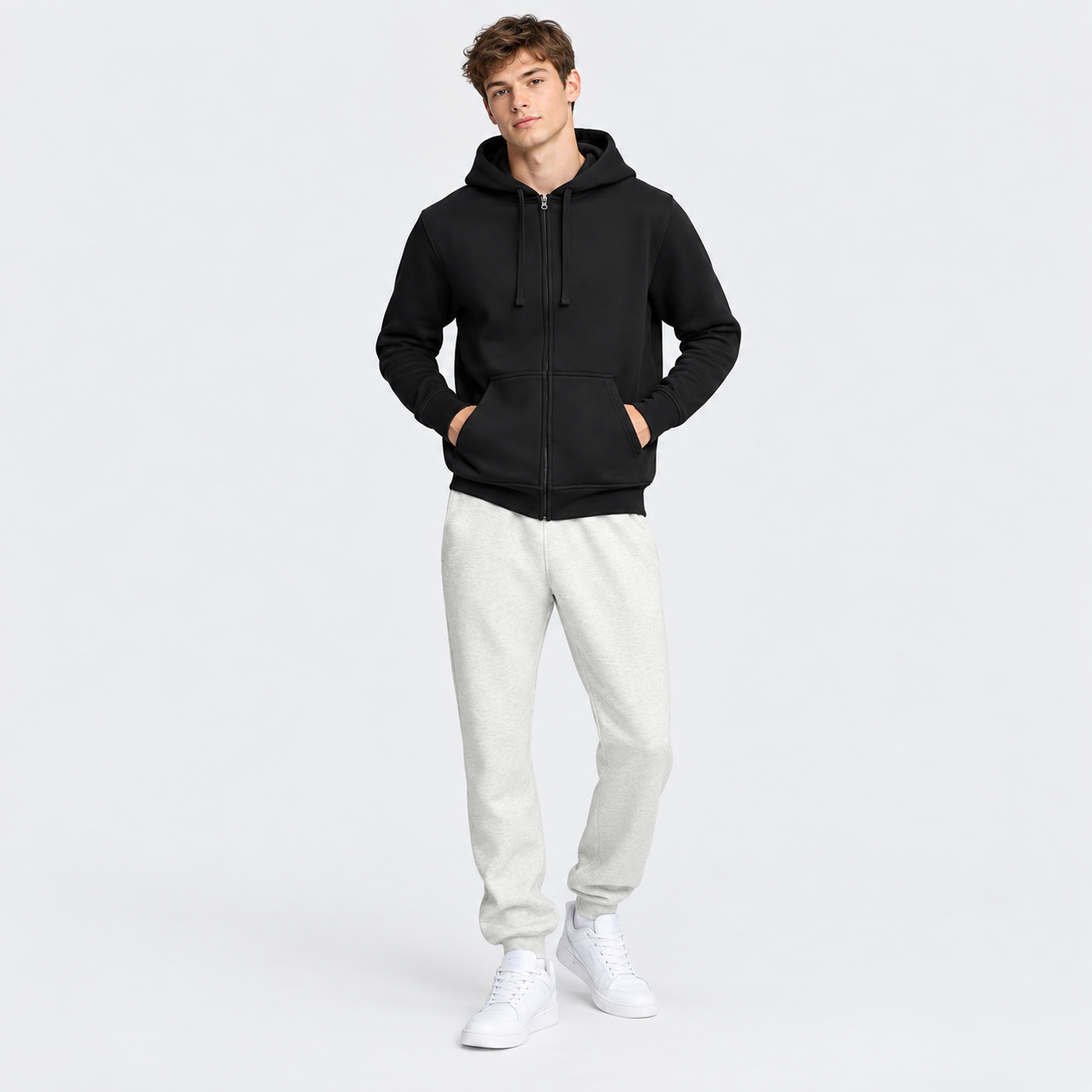 Classic Full Zip Hooded Sweatshirt For Men