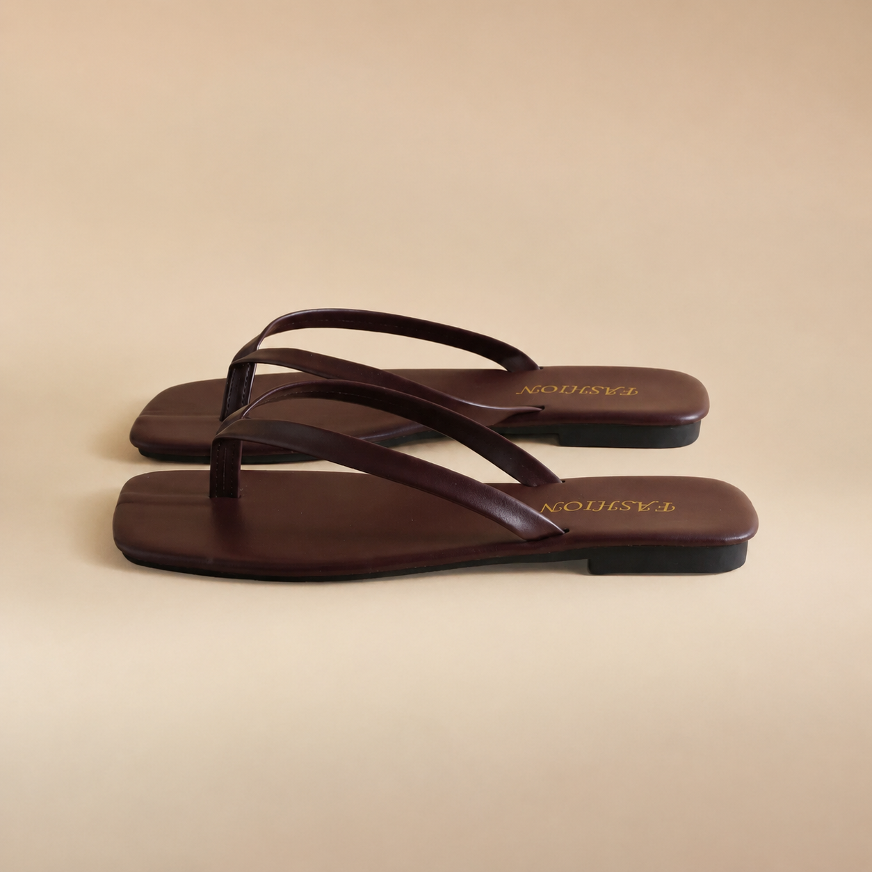 Casual Summer Flat Square Thong Slip On Sandals For Women