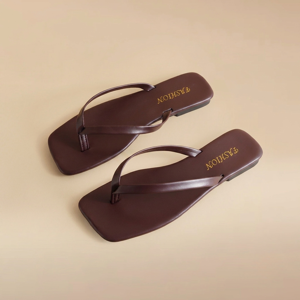 Casual Summer Flat Square Thong Slip On Sandals For Women