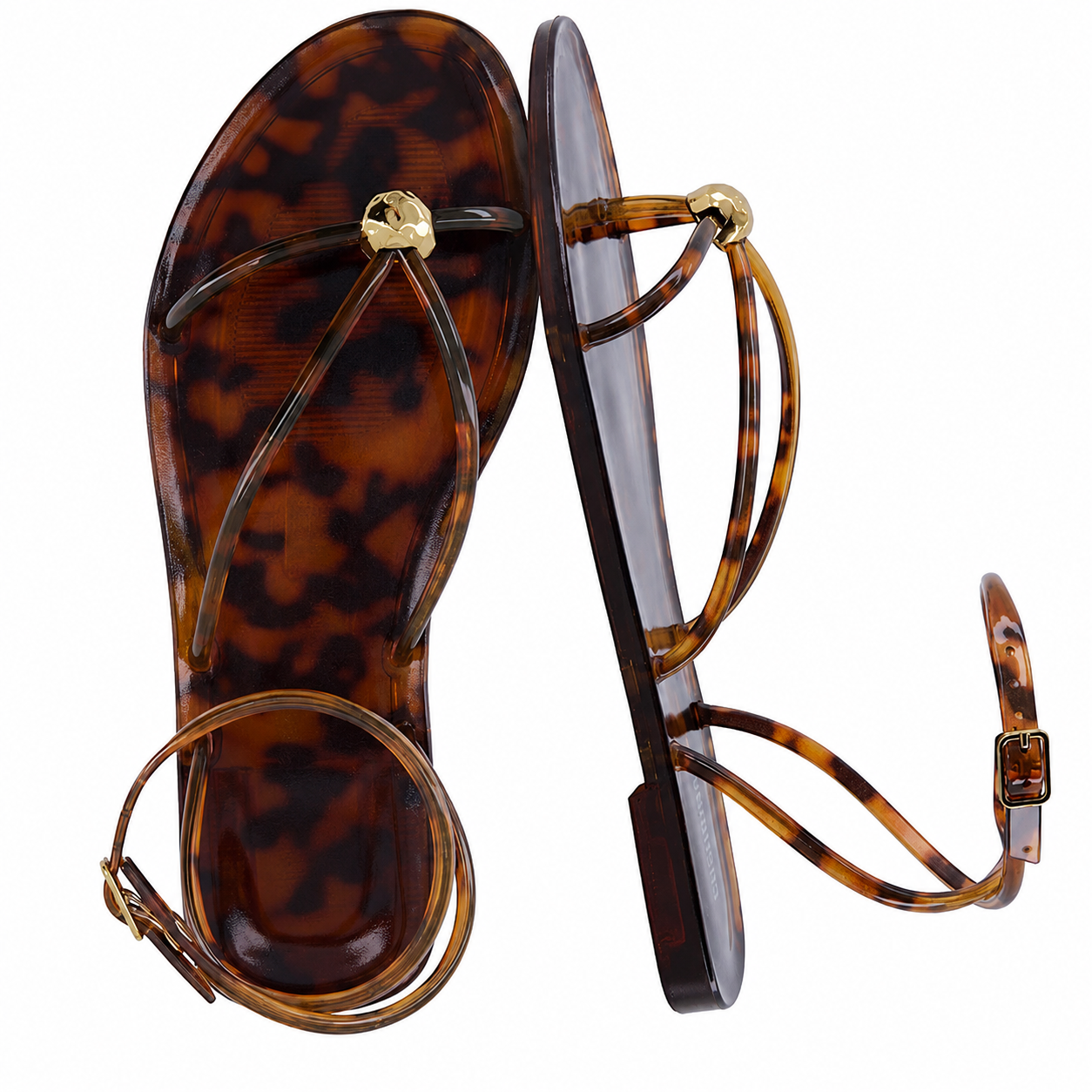 Lightweight Open Strappy Flat Sandals With Adjustable Buckle Strap For Women