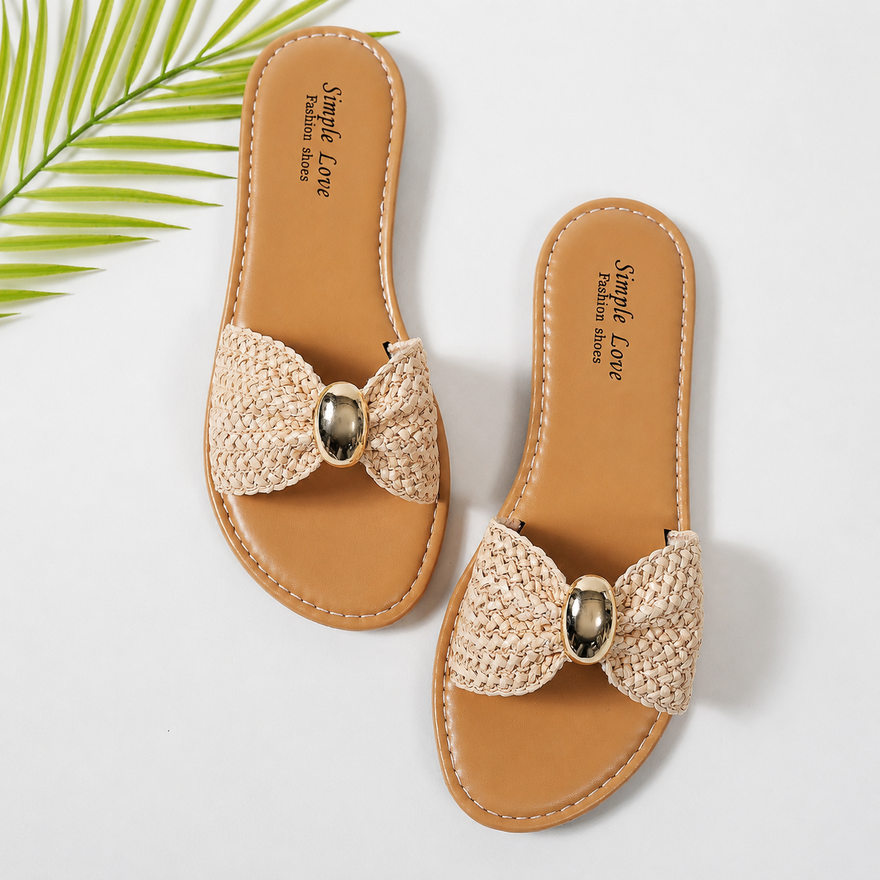 Bow Accent Flat Slip On Slide Sandals For Women Casual Wear