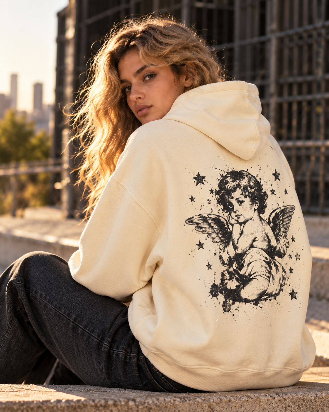 Cream hoodie limited edition look
