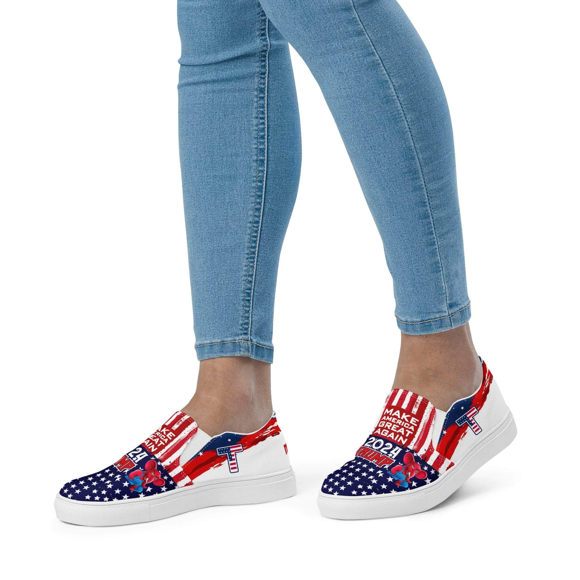 Patriotic Canvas Slip On Shoes For Women
