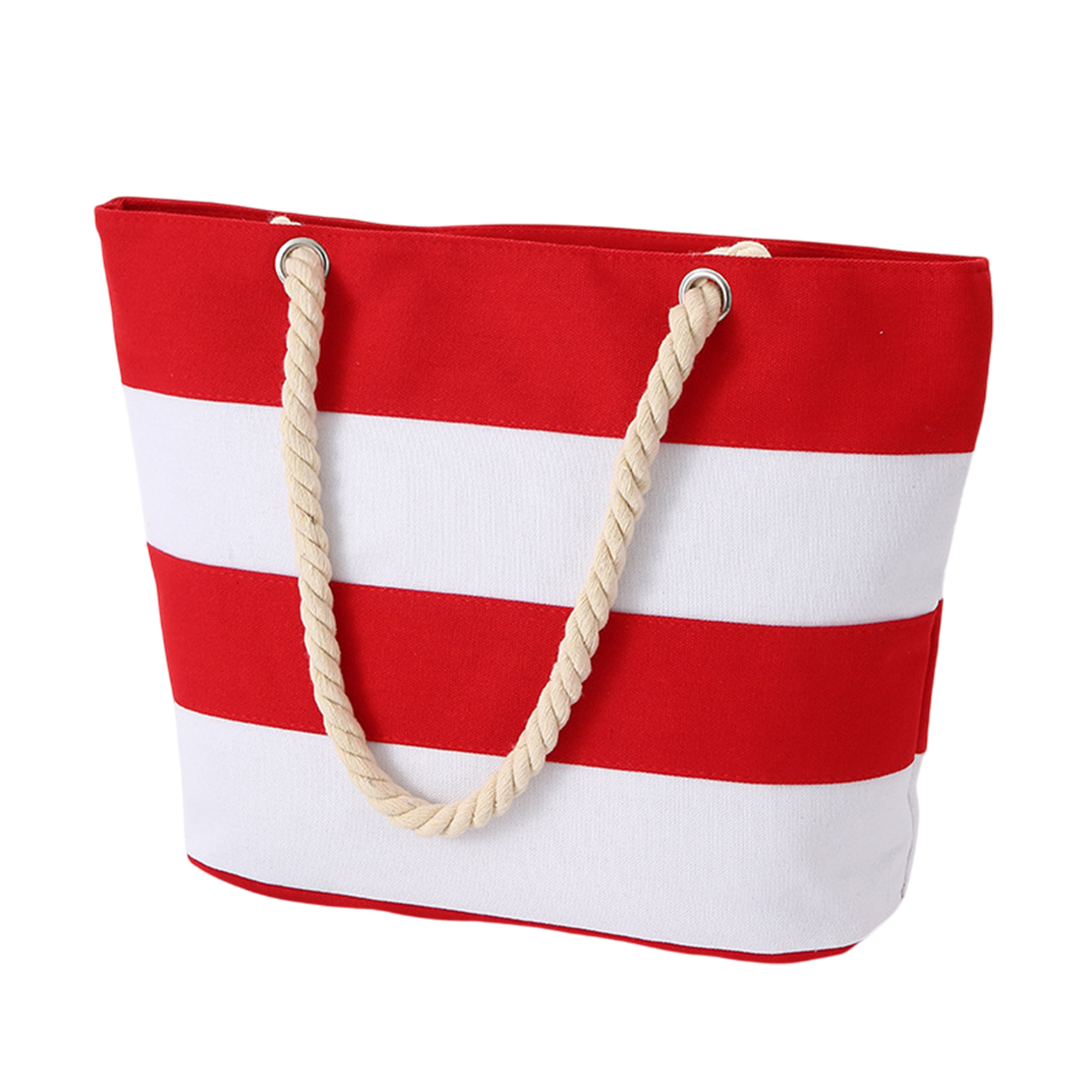 Custom Striped Canvas Tote Bag with Rope Handles