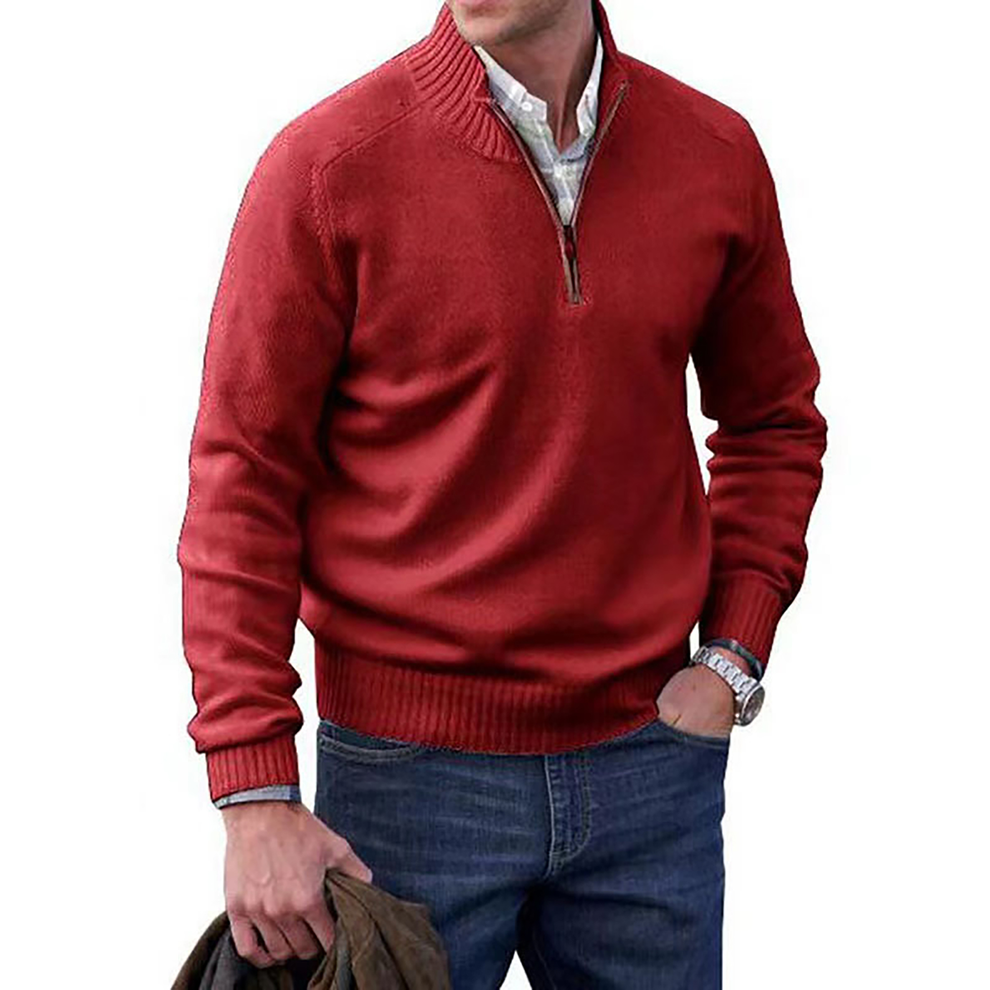 Men’s Zippered Cashmere Knit Sweater