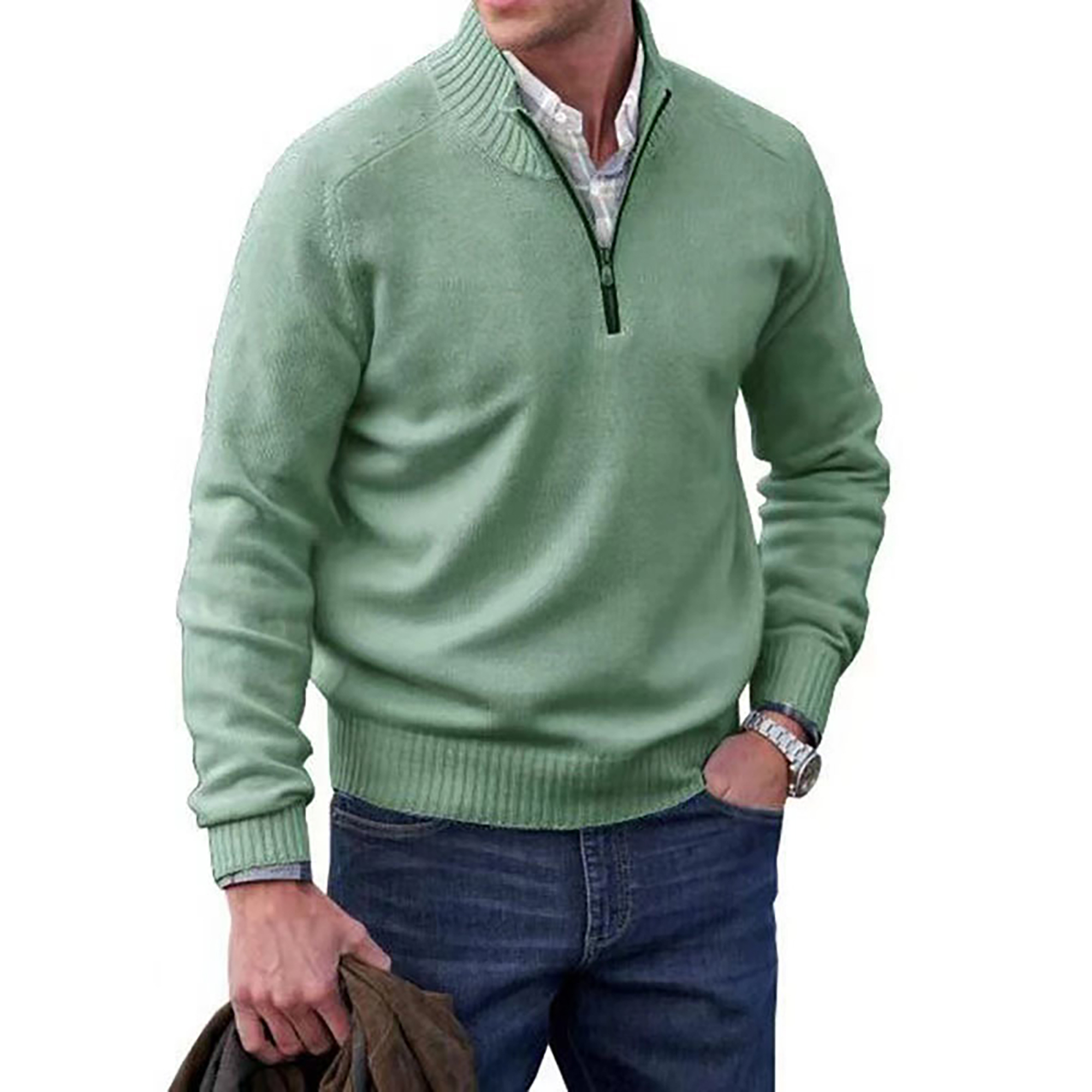 Men’s Zippered Cashmere Knit Sweater