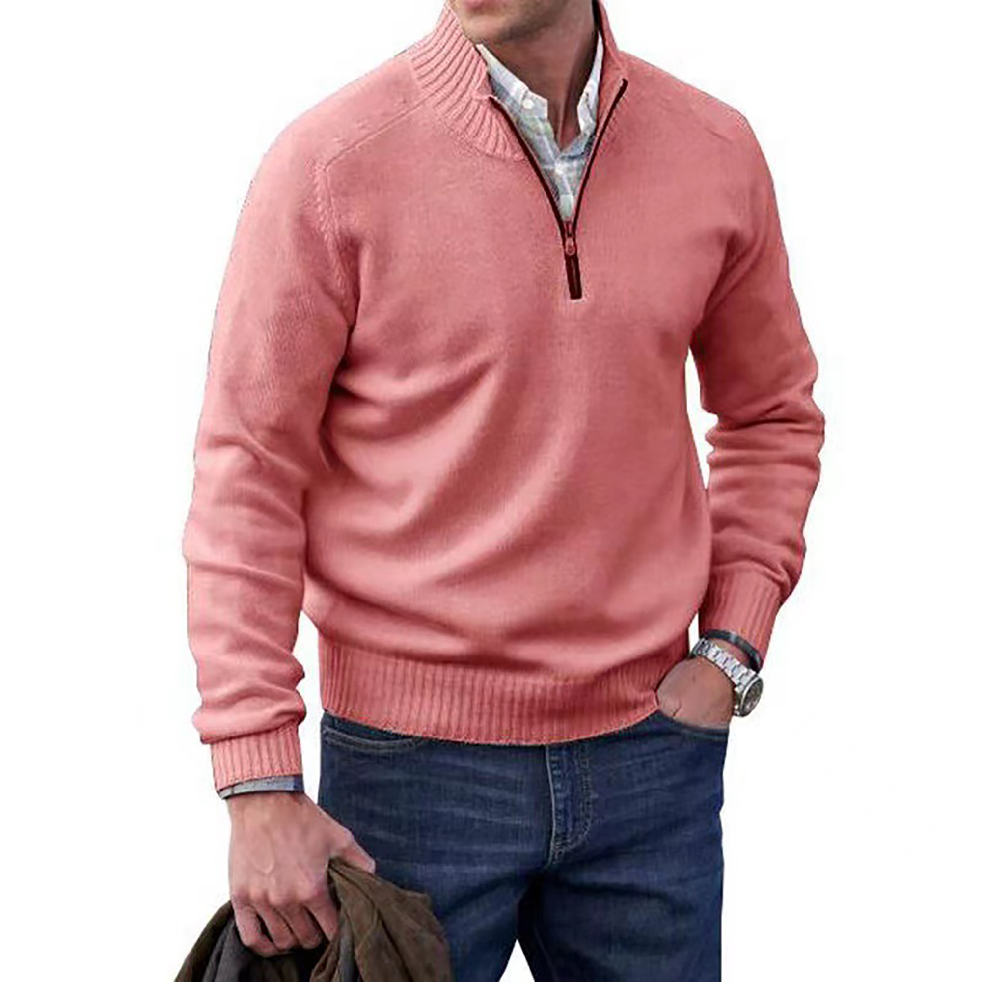 Men’s Zippered Cashmere Knit Sweater
