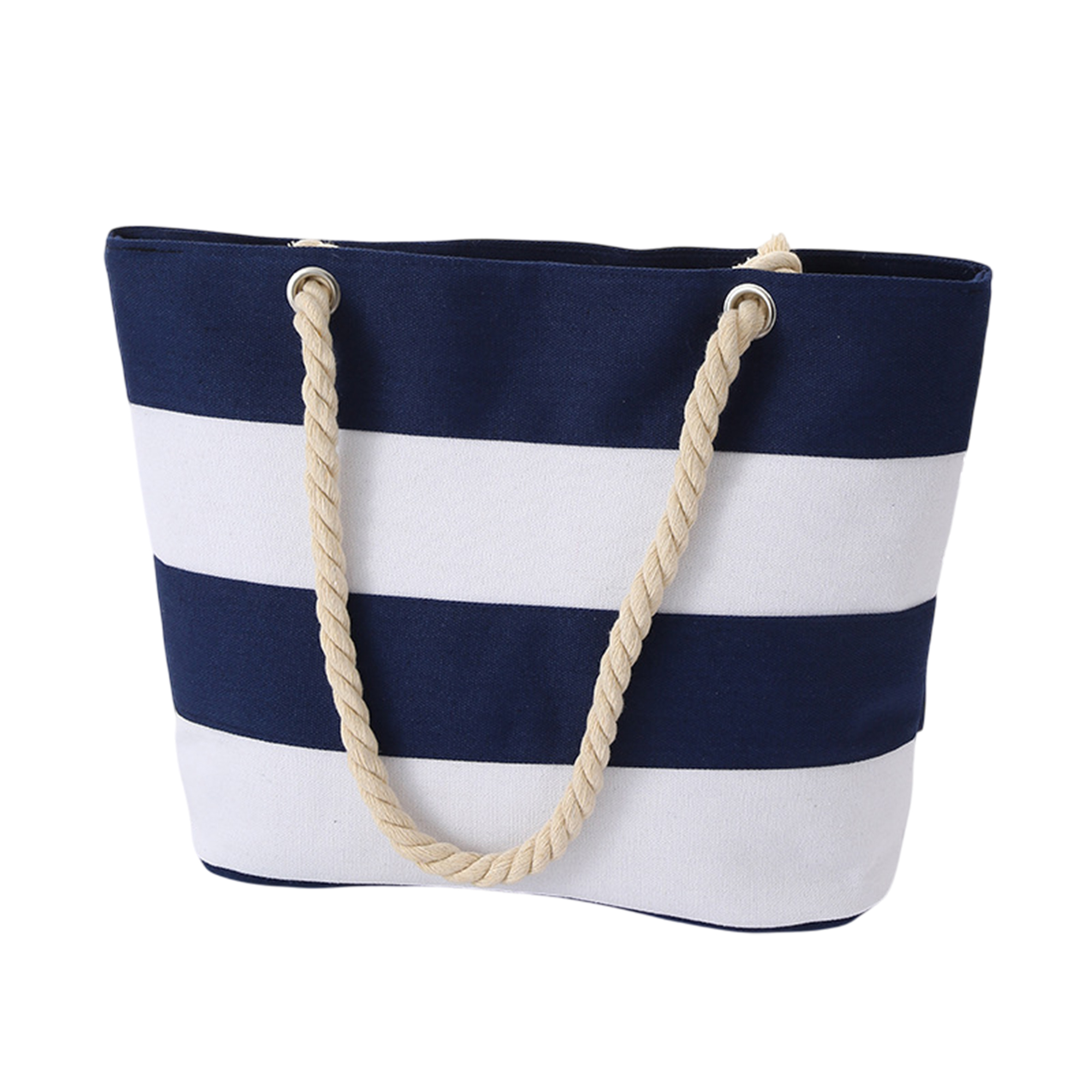 Custom Striped Canvas Tote Bag with Rope Handles