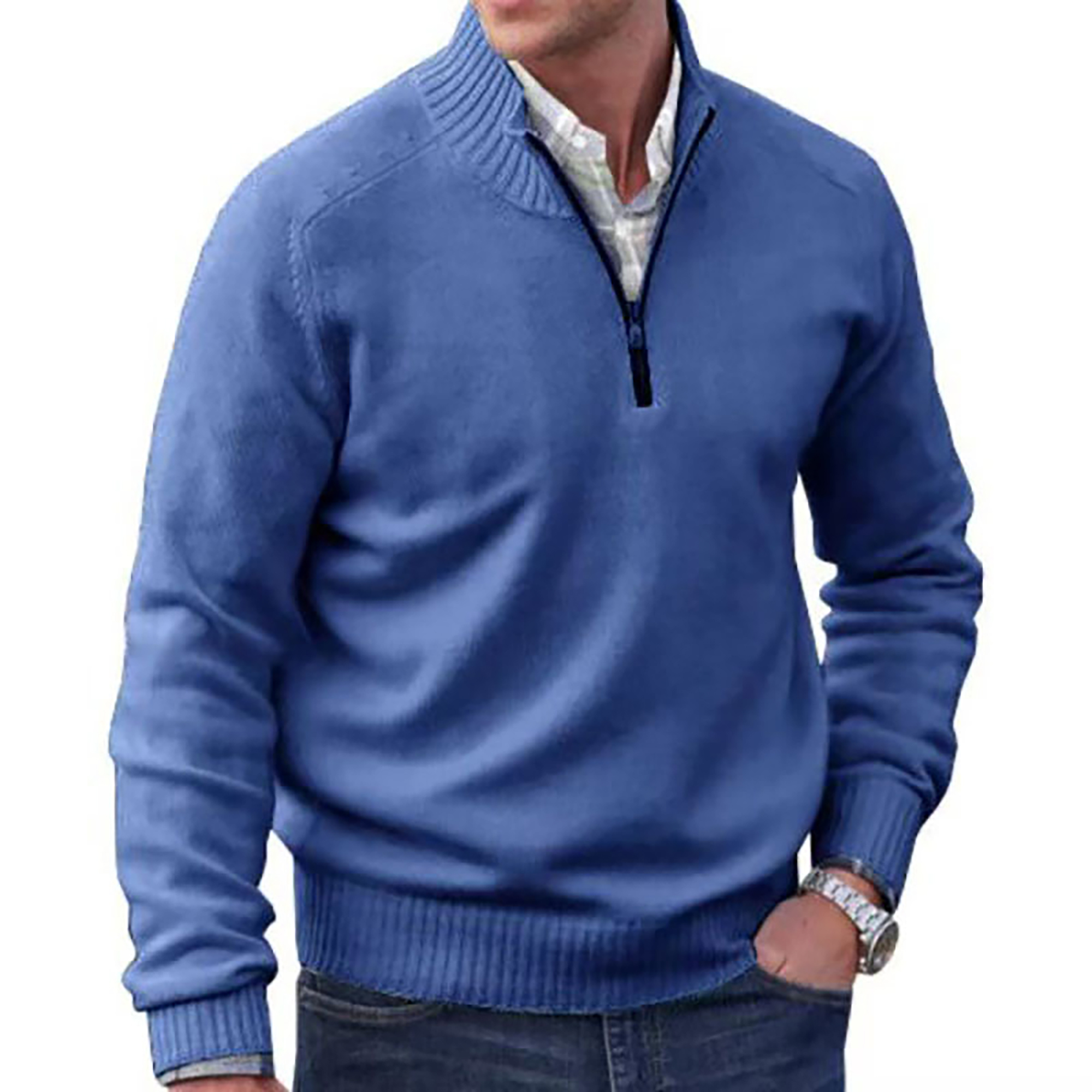 Men’s Zippered Cashmere Knit Sweater