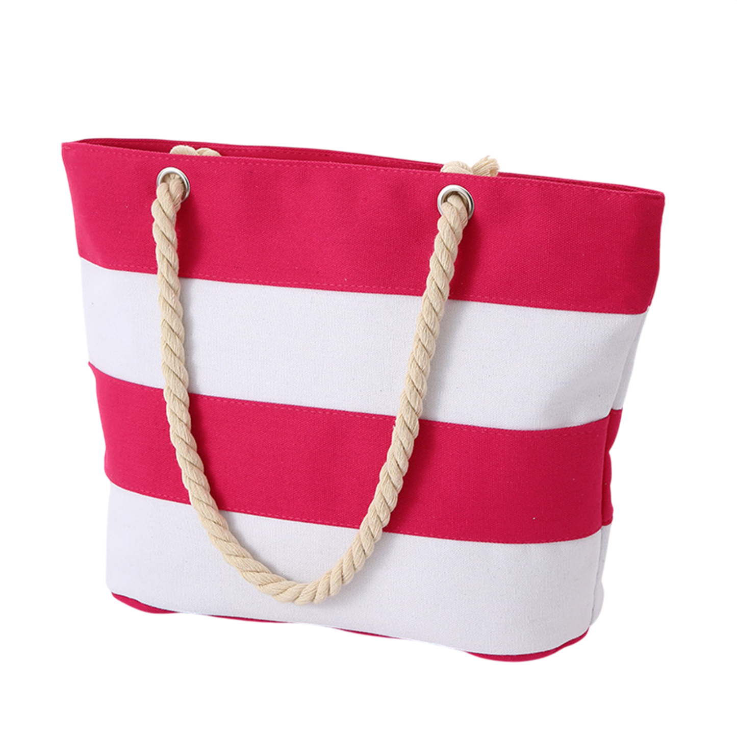 Custom Striped Canvas Tote Bag with Rope Handles