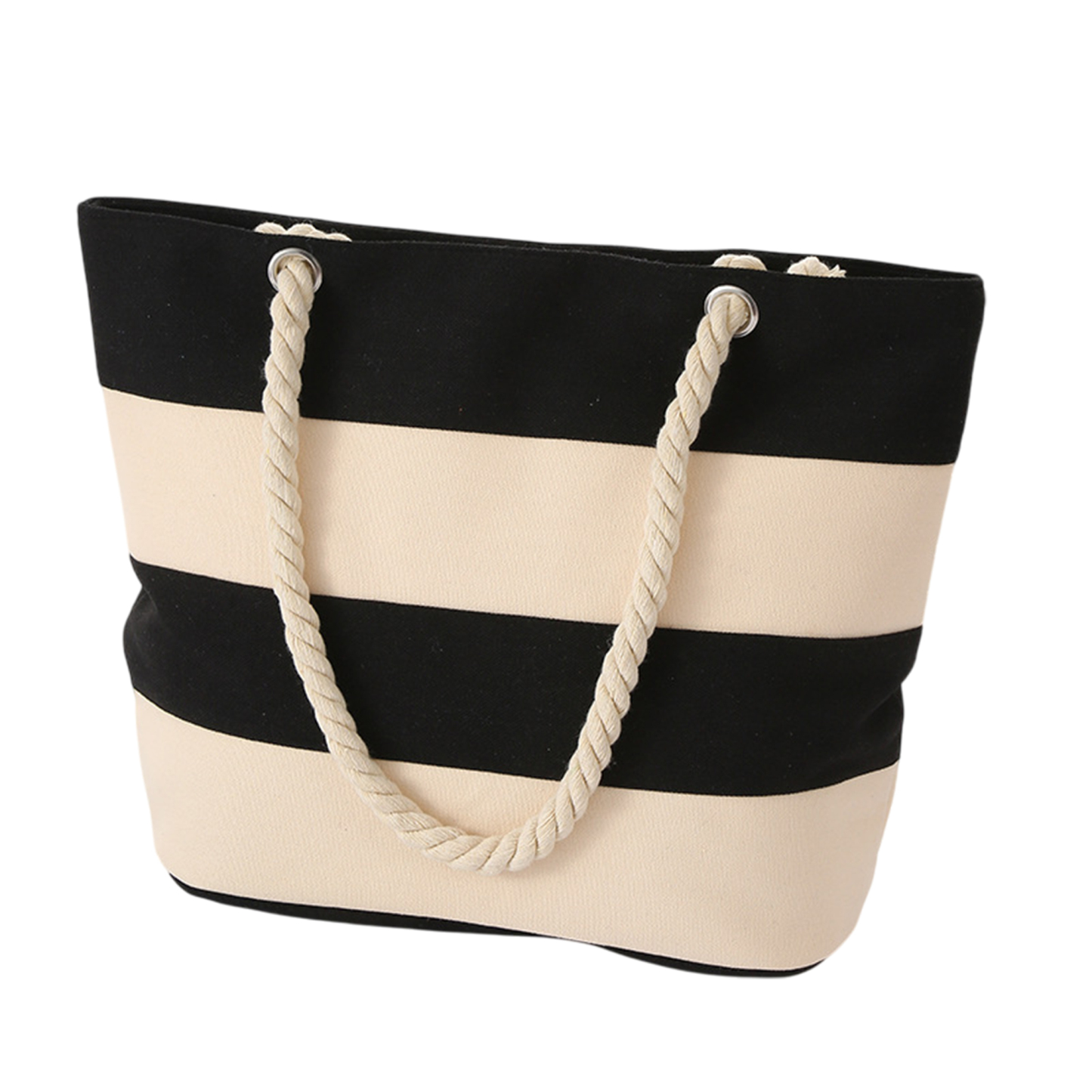 Custom Striped Canvas Tote Bag with Rope Handles