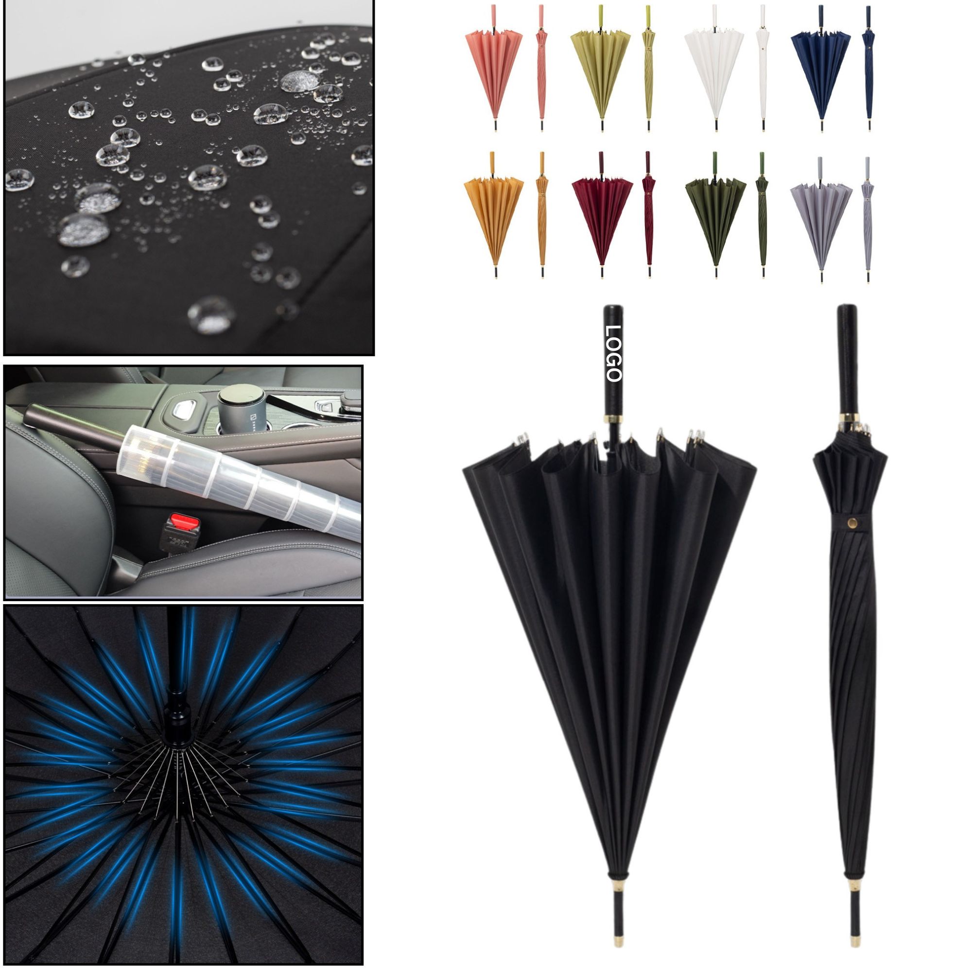 Custom Windproof 24-Rib Golf Umbrella