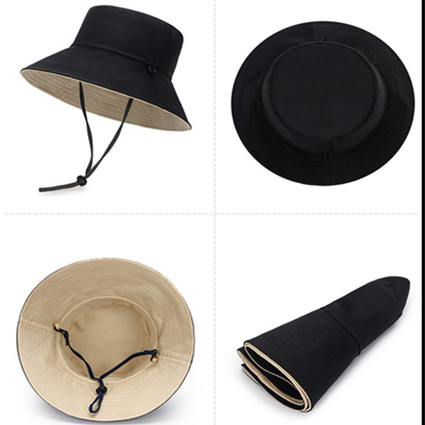 Reversible Wide-Brim Sun Bucket Hat