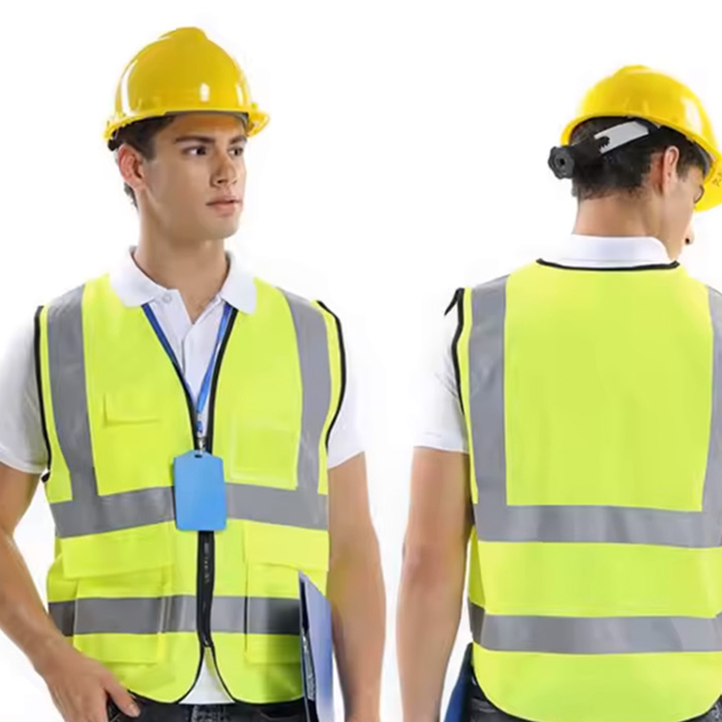 Custom High-Visibility Reflective Safety Vest with Multi-Pockets