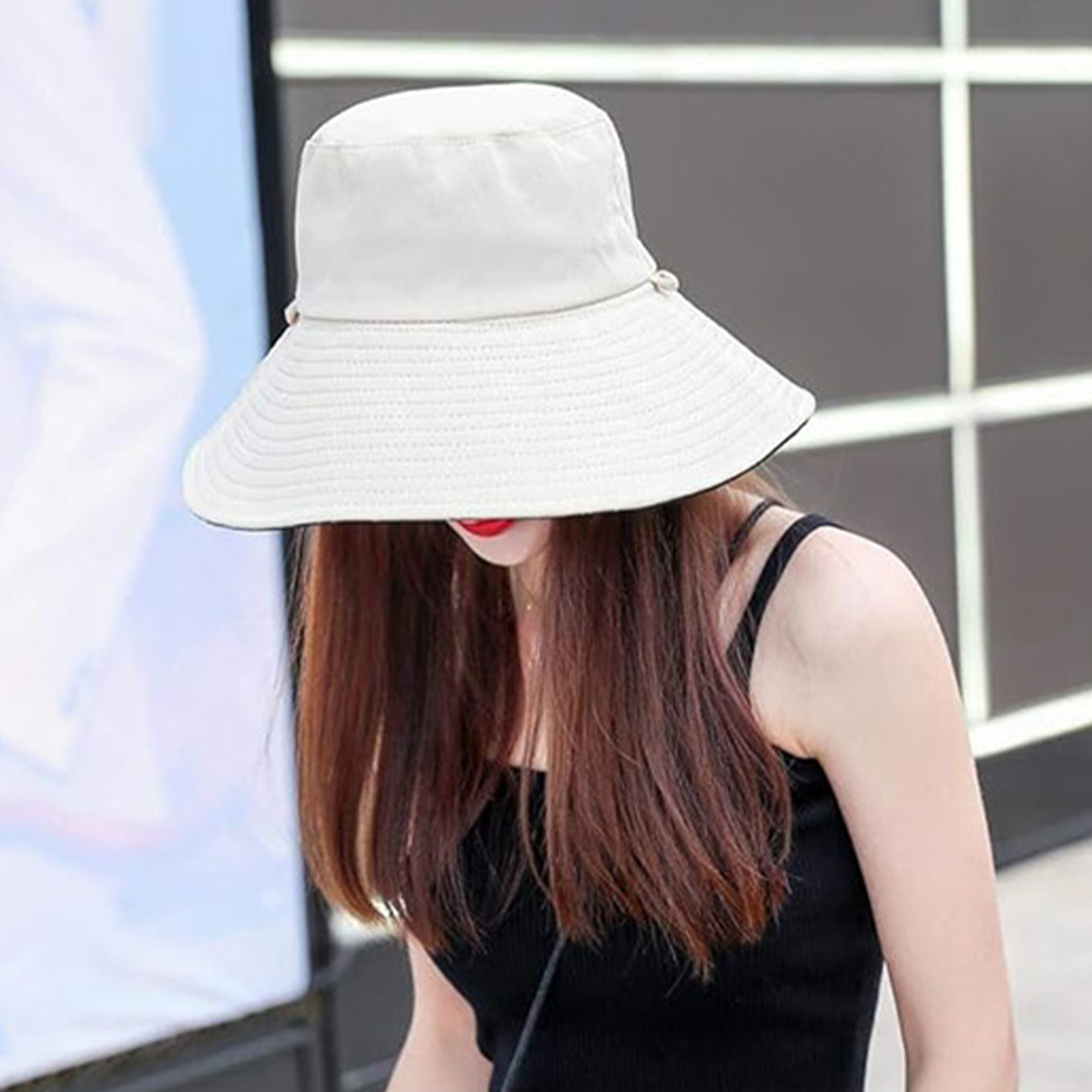 Reversible Wide-Brim Sun Bucket Hat